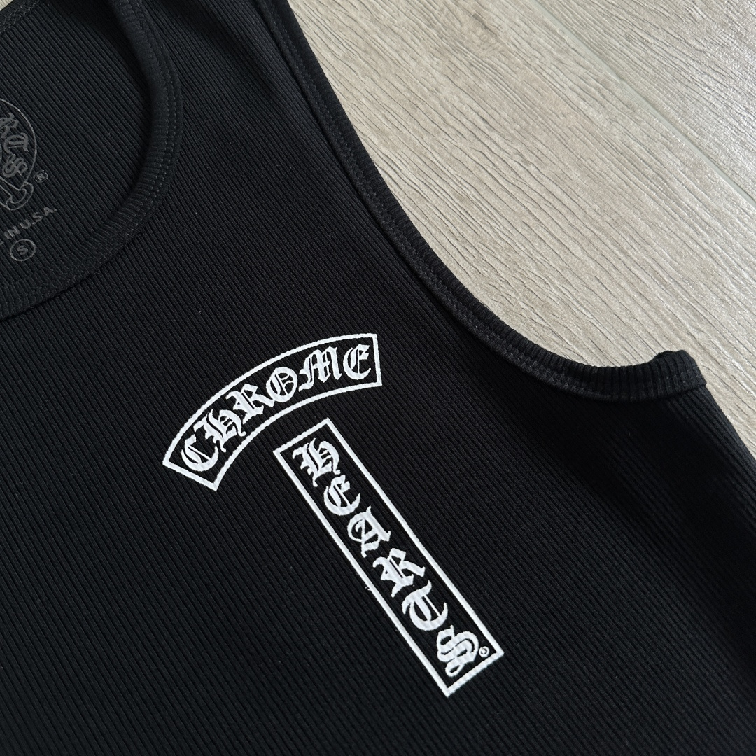 Chrome Hearts CH 克罗心 螺纹修身 女款背心  胸口T字体 背后十字架