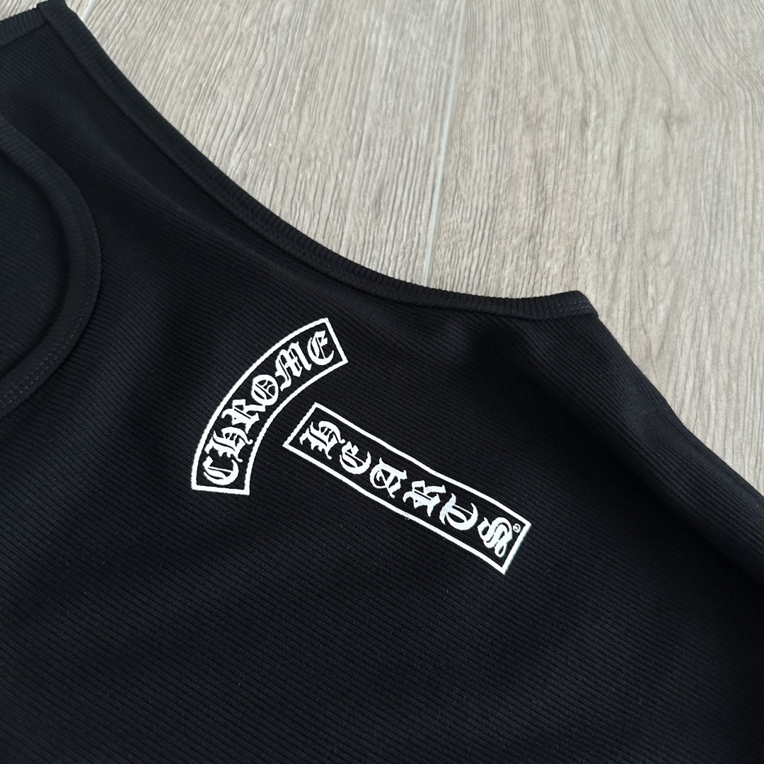 Chrome Hearts CH 克罗心 螺纹修身 女款背心  胸口T字体 背后十字架