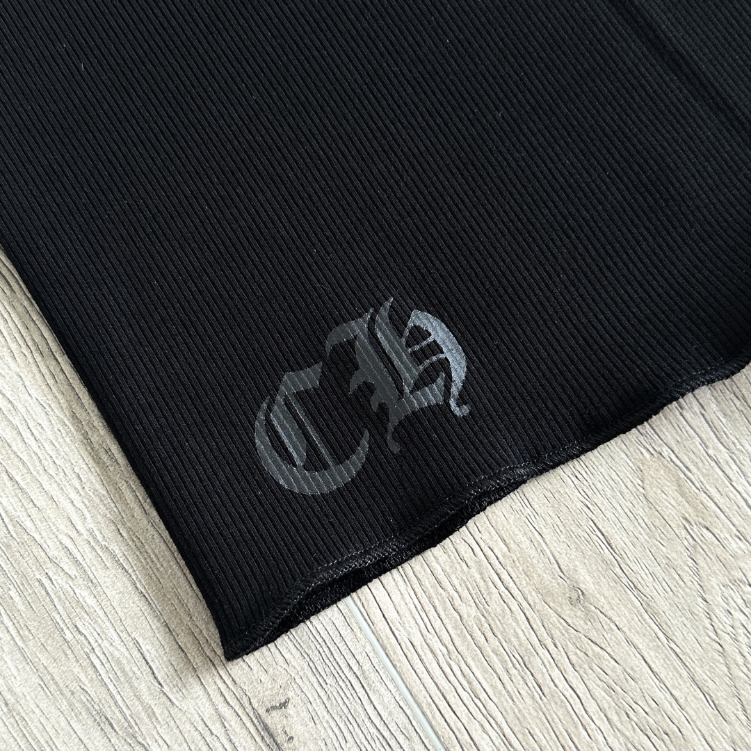 Chrome Hearts CH 克罗心 螺纹修身 女款背心  胸口T字体 背后十字架