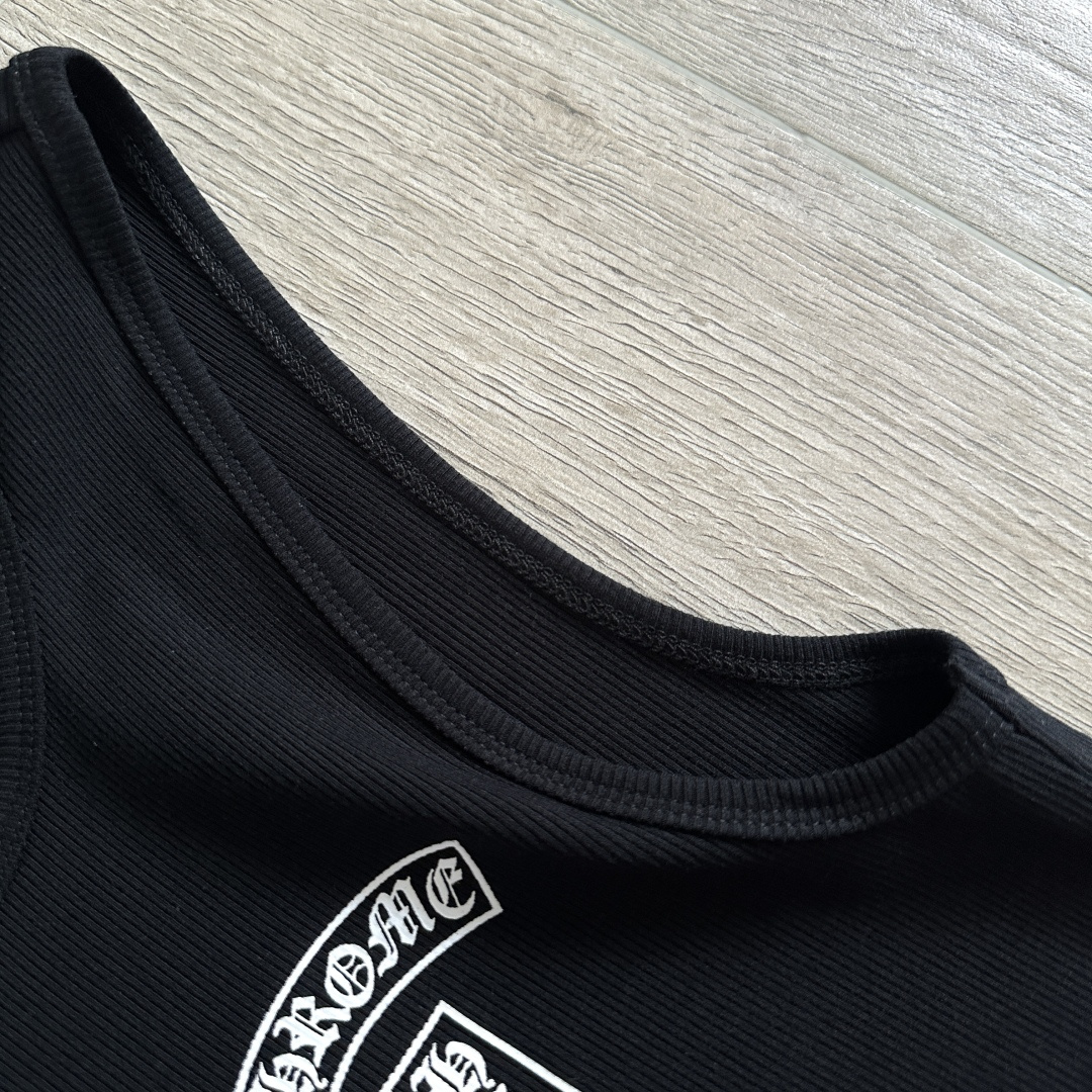 Chrome Hearts CH 克罗心 螺纹修身 女款背心  胸口T字体 背后十字架