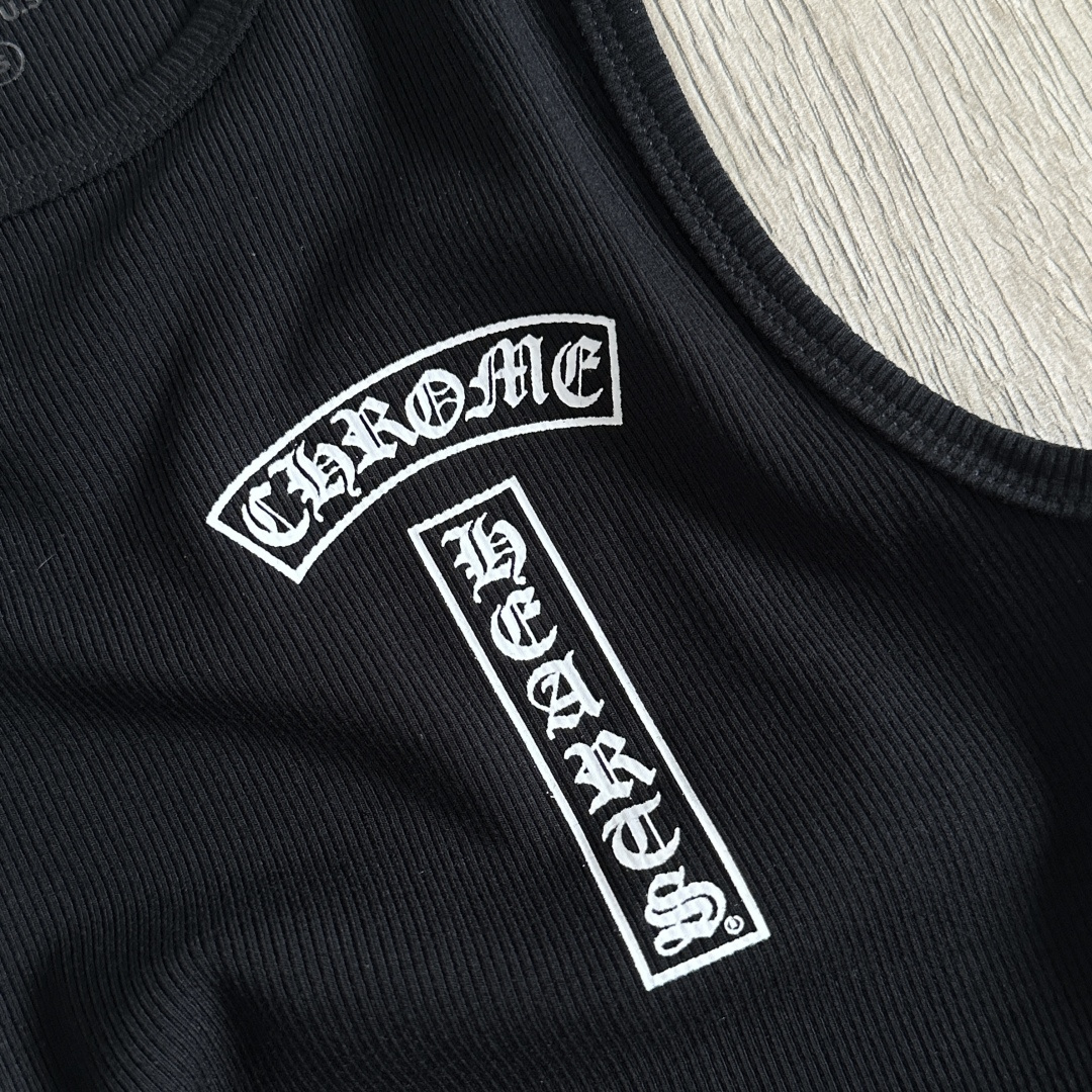 Chrome Hearts CH 克罗心 螺纹修身 女款背心  胸口T字体 背后十字架
