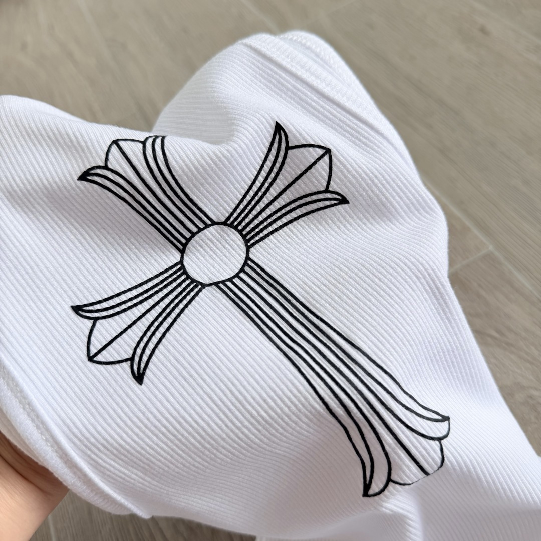 Chrome Hearts CH 克罗心 螺纹修身 女款背心  胸口T字体 背后十字架