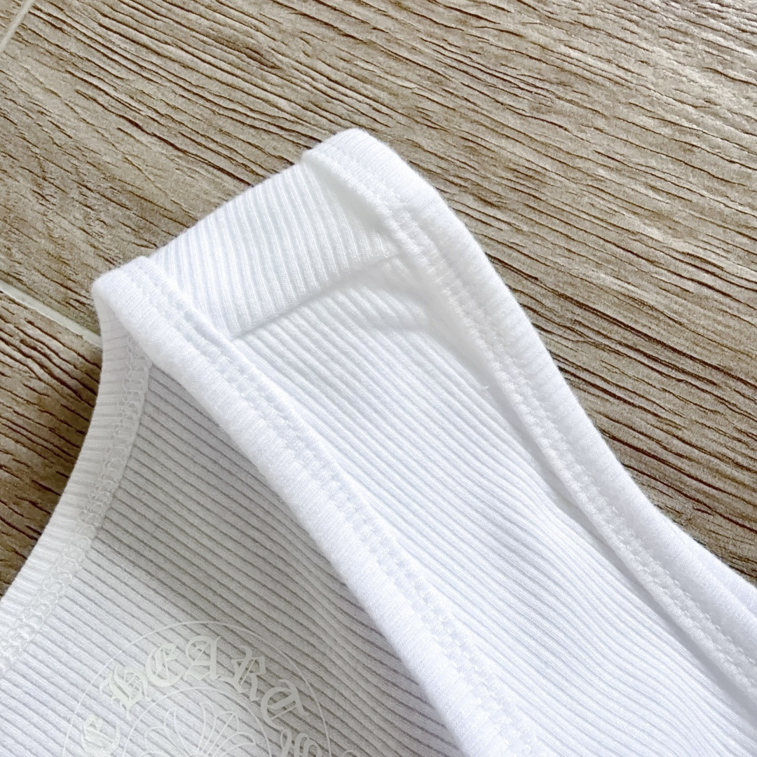 Chrome Hearts CH 克罗心 螺纹修身 女款背心  胸口T字体 背后十字架