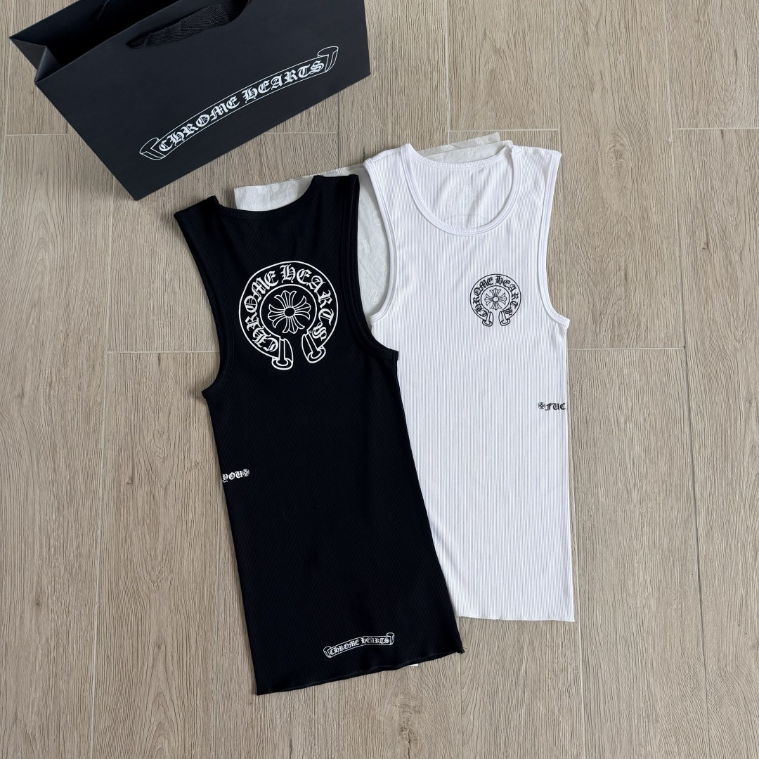 Chrome Hearts CH 克罗心 螺纹修身 女款背心  胸口马蹄 后背马蹄