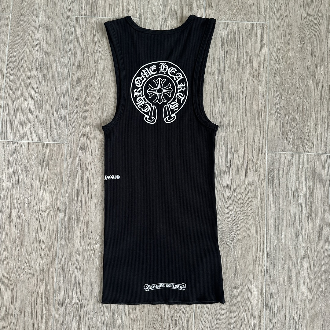 Chrome Hearts CH 克罗心 螺纹修身 女款背心  胸口马蹄 后背马蹄