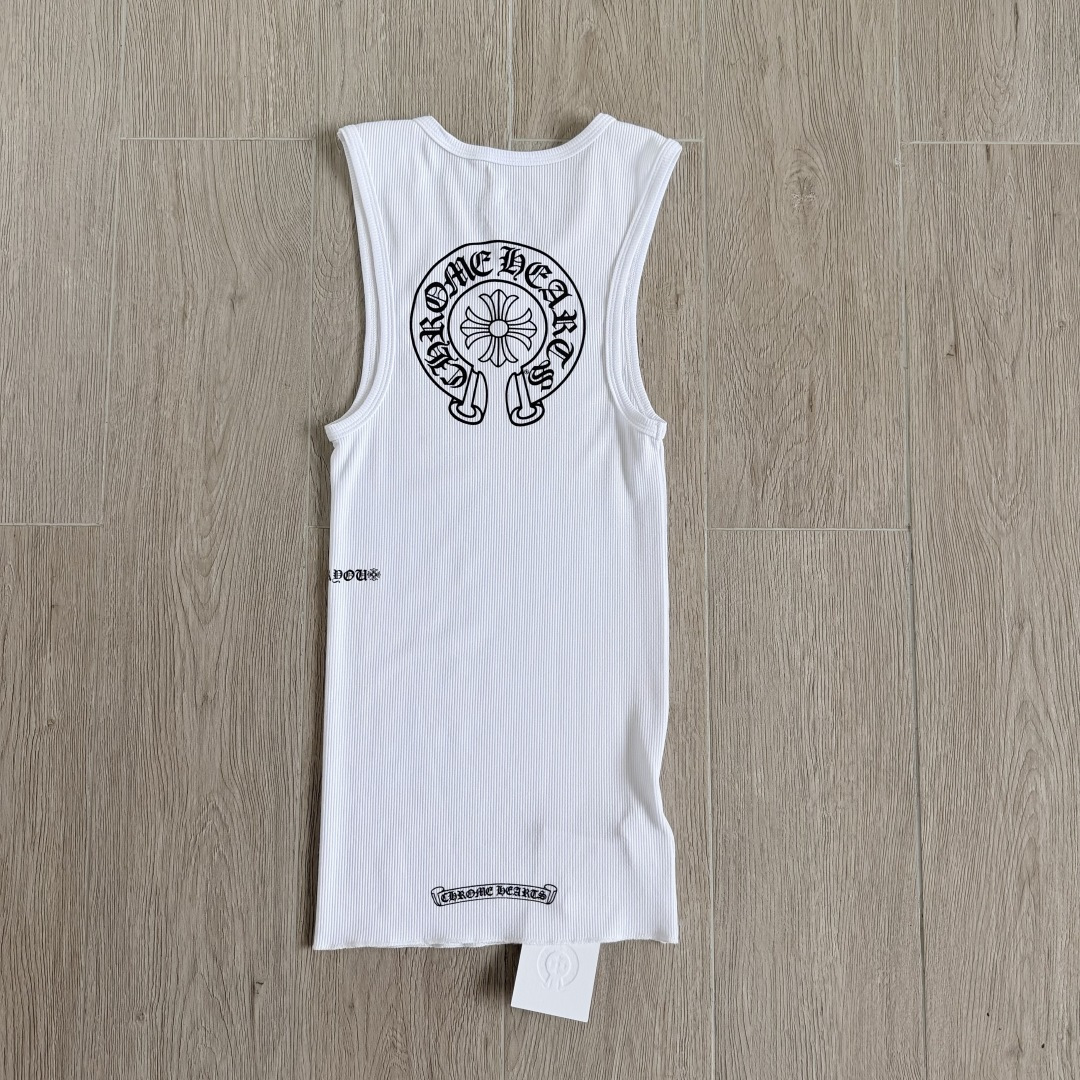 Chrome Hearts CH 克罗心 螺纹修身 女款背心  胸口马蹄 后背马蹄