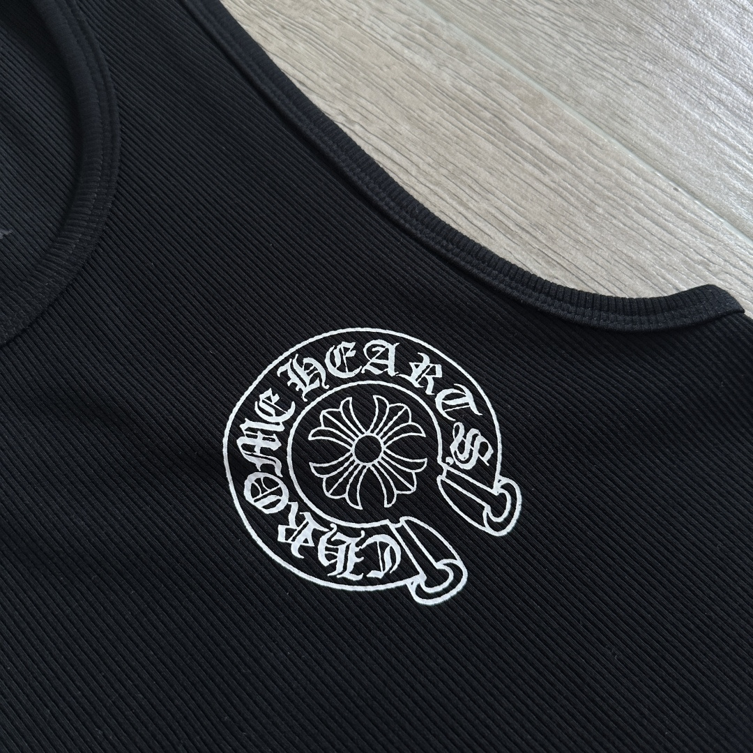 Chrome Hearts CH 克罗心 螺纹修身 女款背心  胸口马蹄 后背马蹄