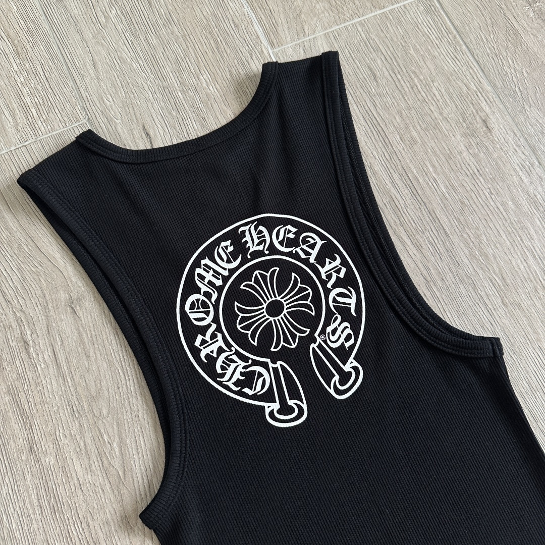 Chrome Hearts CH 克罗心 螺纹修身 女款背心  胸口马蹄 后背马蹄