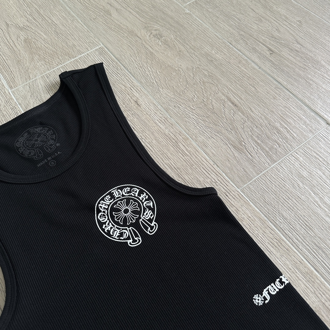 Chrome Hearts CH 克罗心 螺纹修身 女款背心  胸口马蹄 后背马蹄