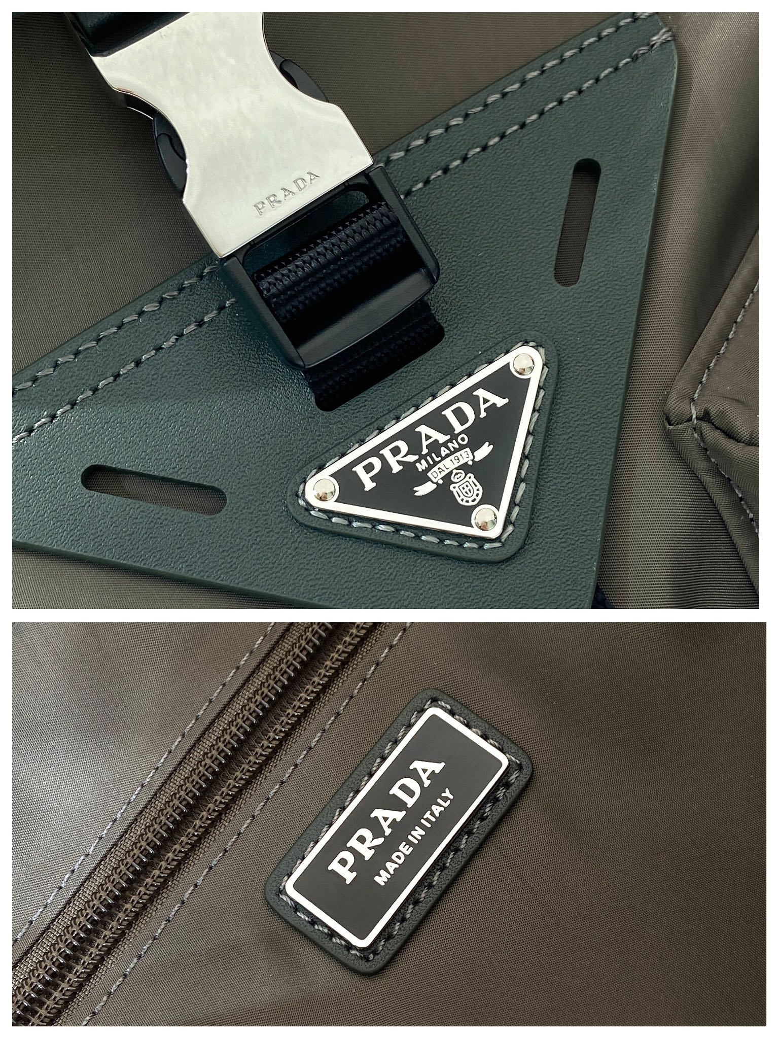 PRADA  Re-Nylon 普拉达 珐琅金属三角形 微标  单肩包 F0森林绿 2VD062_2DW3_F0414