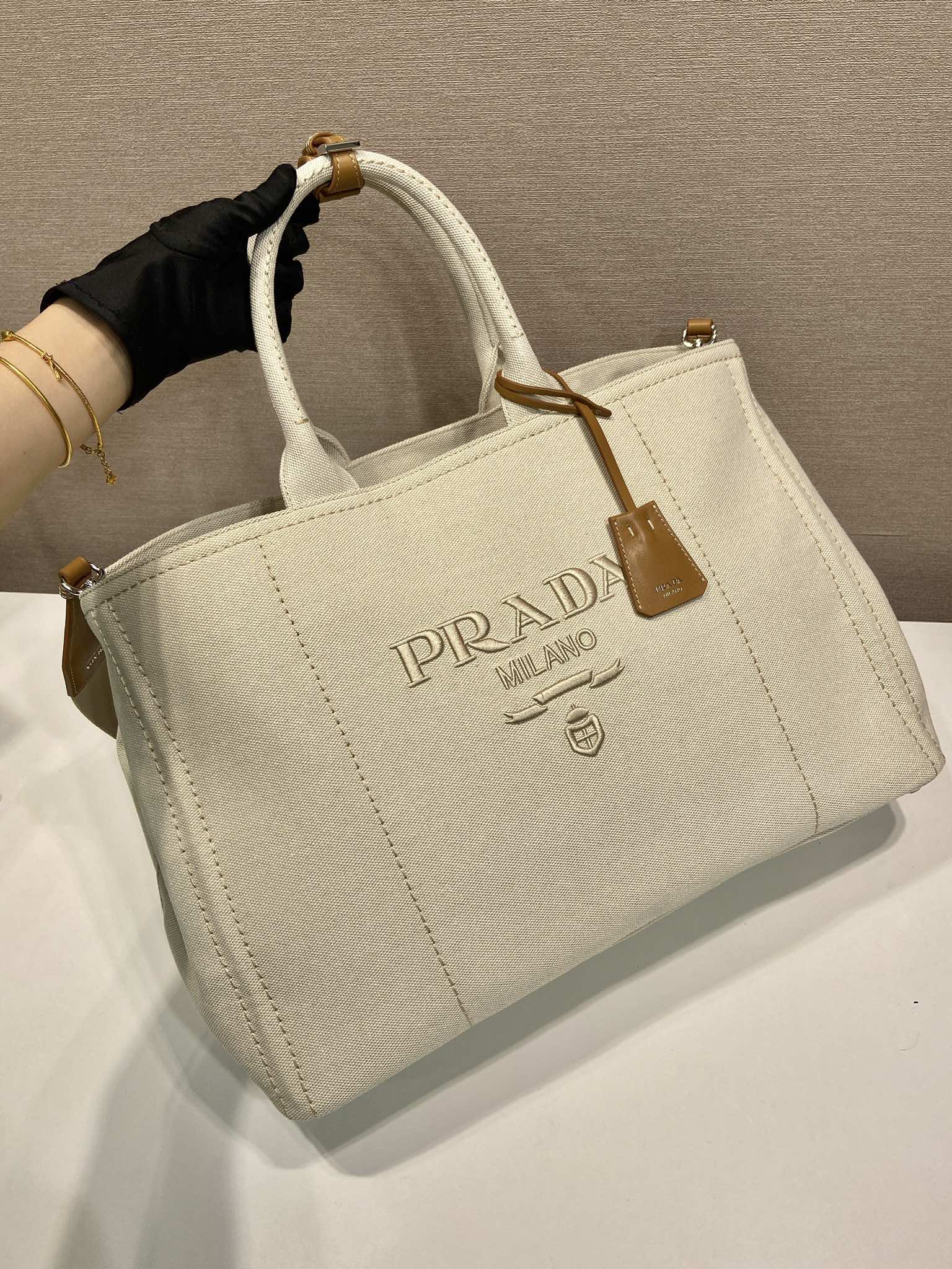 普拉达 PRADA  Jardiniere 刺绣字母标识托特包 Tote包 购物袋单肩 F0 2VG131_2CYA_F0216