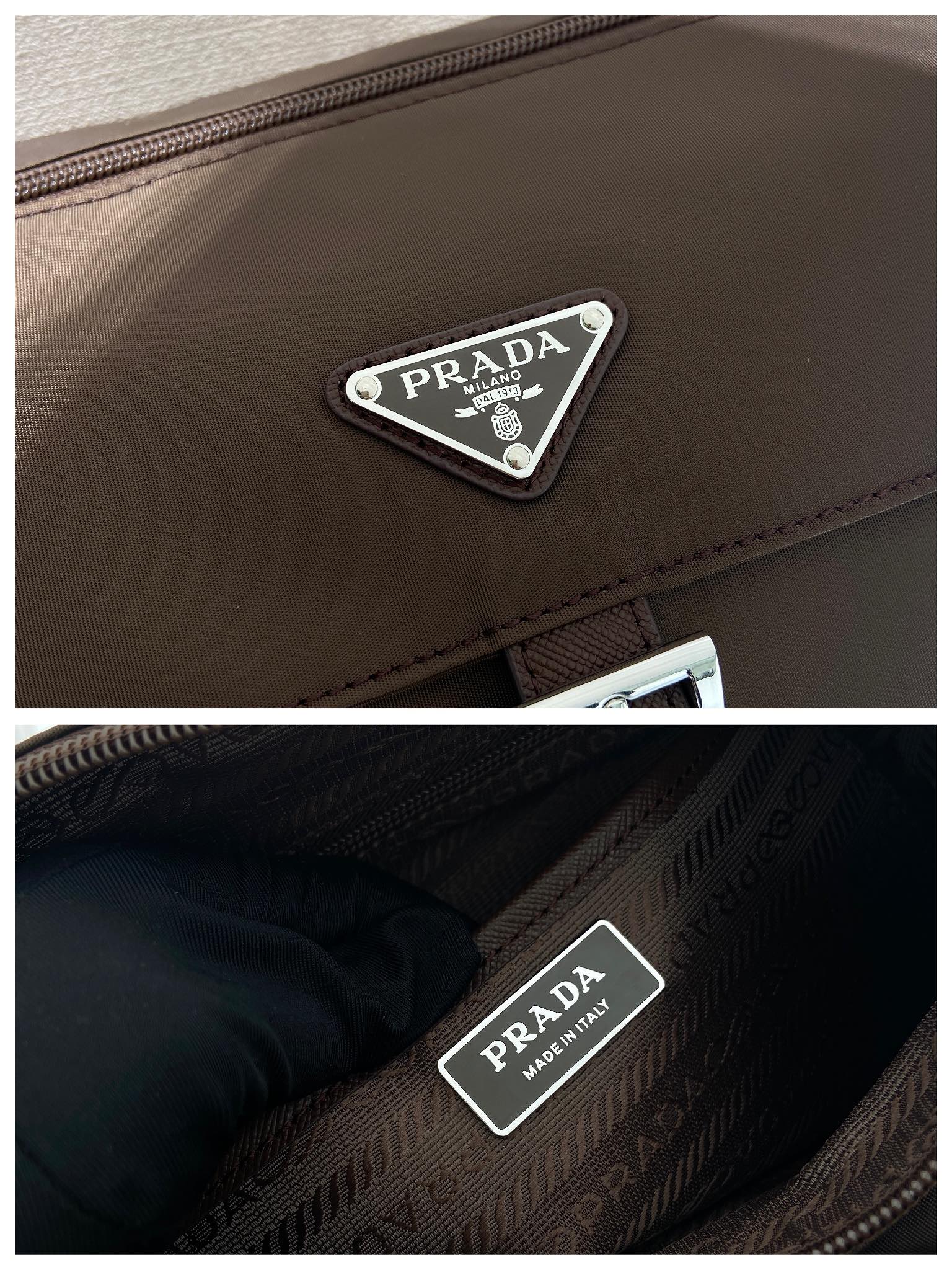 普拉达 PRADA Re-Nylon 三角形 徽标 带耳机包 尼龙拼皮二合一邮差包单肩包斜挎包 F0 1BD994_RV44_F0002_V_B1M