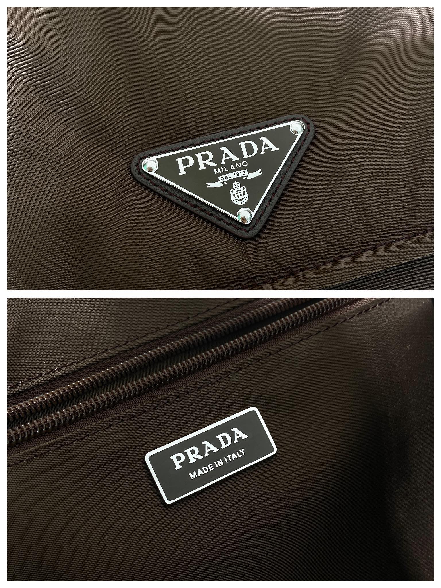 普拉达 PRADA Re-Nylon 复古三角形 邮差包 单肩包 斜挎包 棕色 F0 1BD256