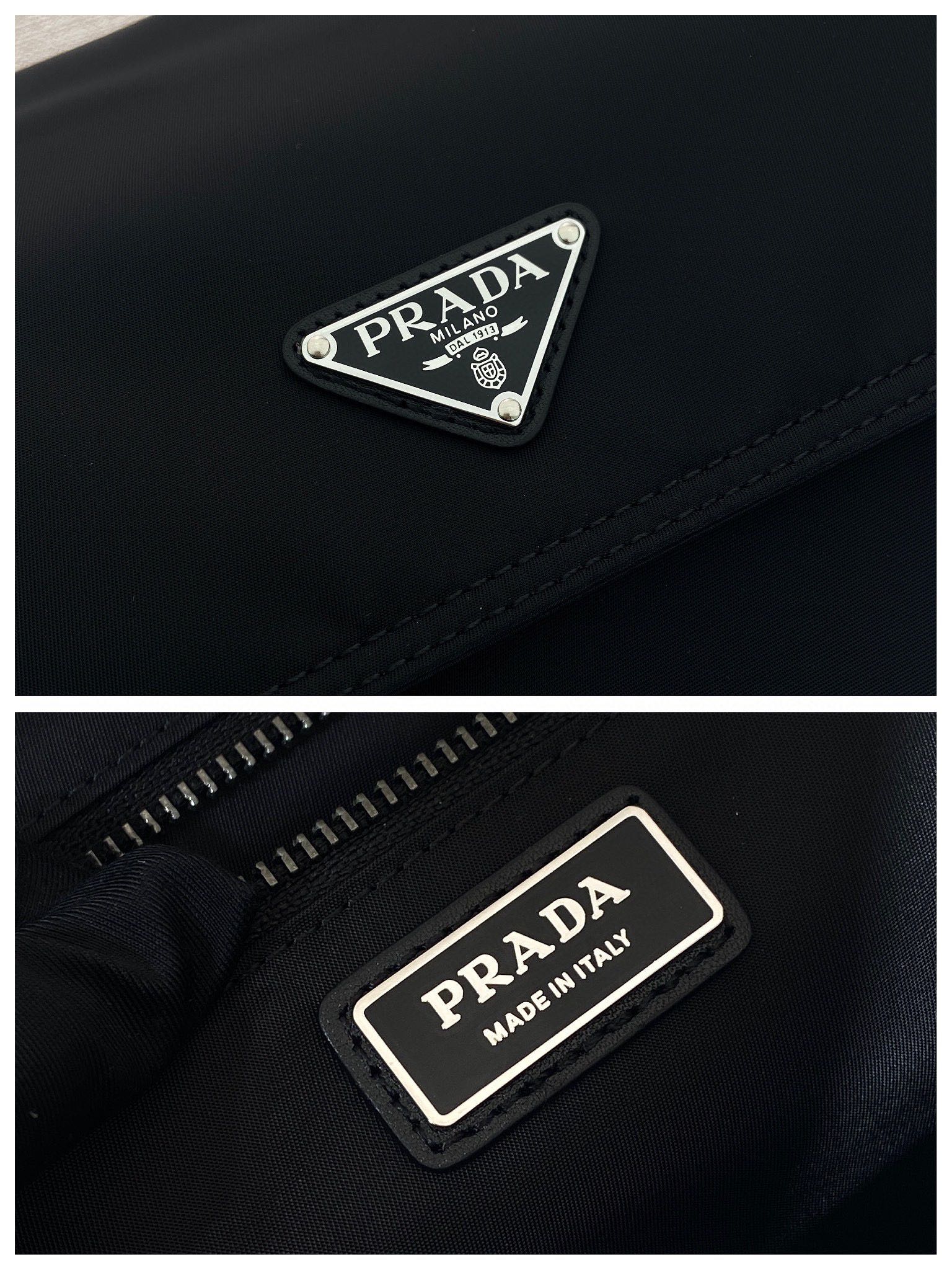 普拉达 PRADA Re-Nylon 复古三角形 邮差包 单肩包 斜挎包 黑色 F0 2VD082_2DW3_F0002