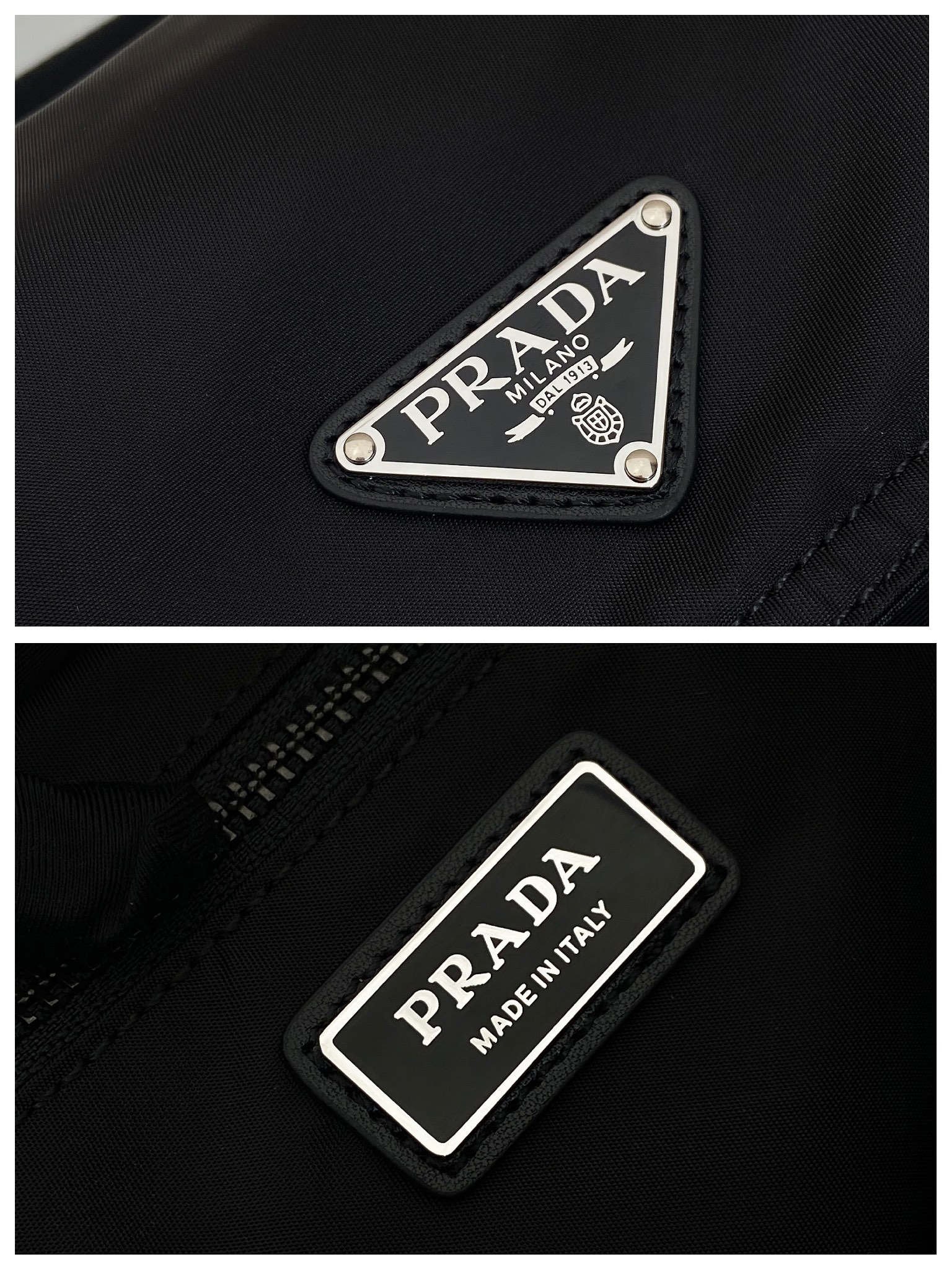普拉达 PRADA Re-Nylon 复古三角形 邮差包 单肩包 斜挎包 黑色  F0 2VD082 