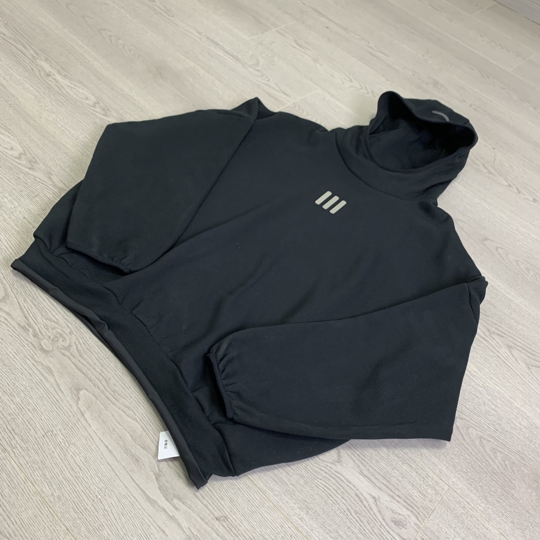 Fear of God ADIDAS  硅胶字母印花 抓绒 套头连帽卫衣 外套 黑色 