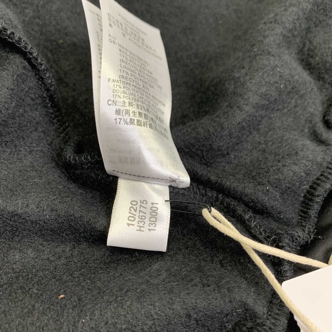 Fear of God ADIDAS  硅胶字母印花 抓绒 套头连帽卫衣 外套 黑色 