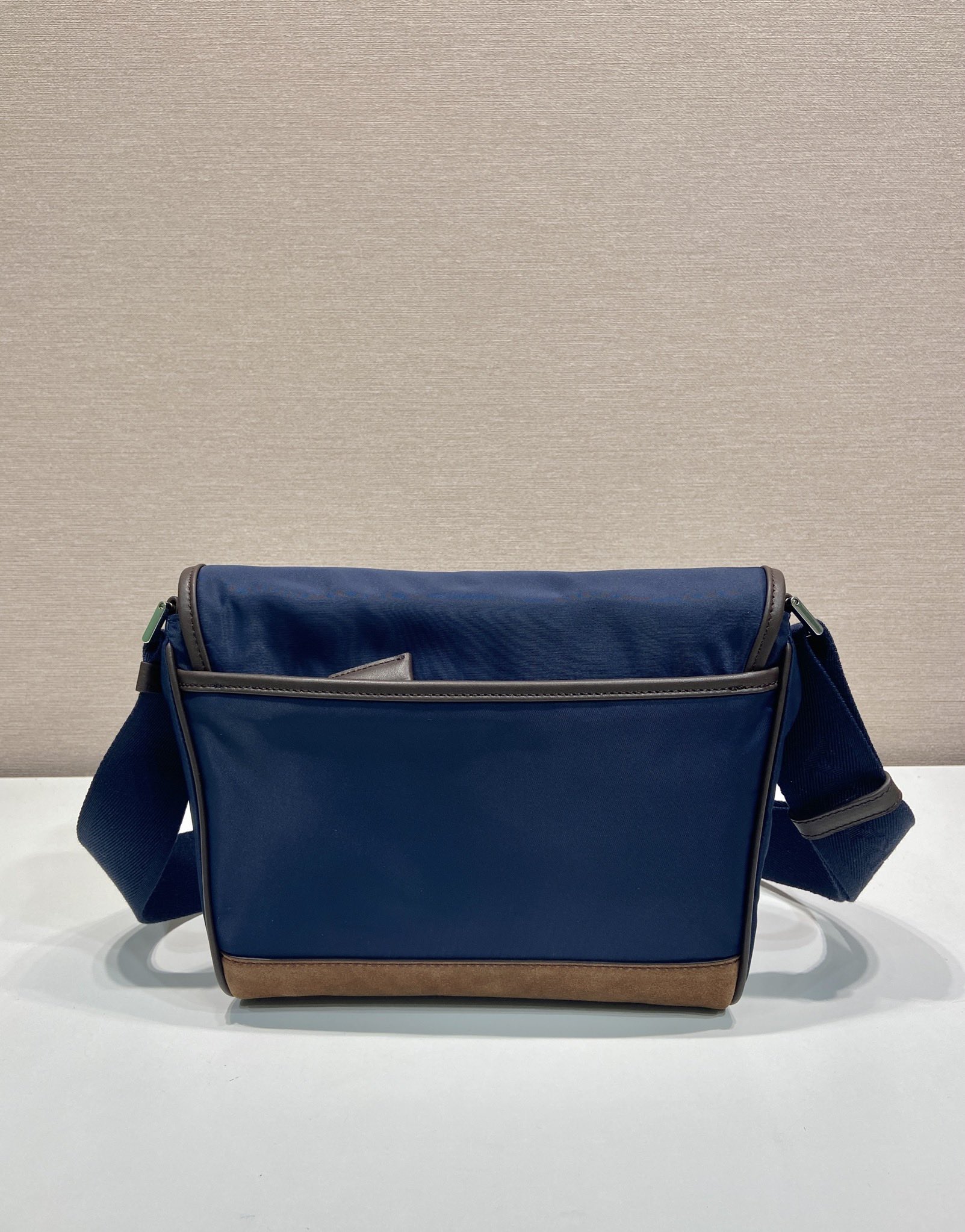 small 普拉达 PRADA Re-Nylon  复古三角形 邮差包 单肩包 斜挎包 蓝色拼咖啡色F0 2VD066_384_F0C1B
