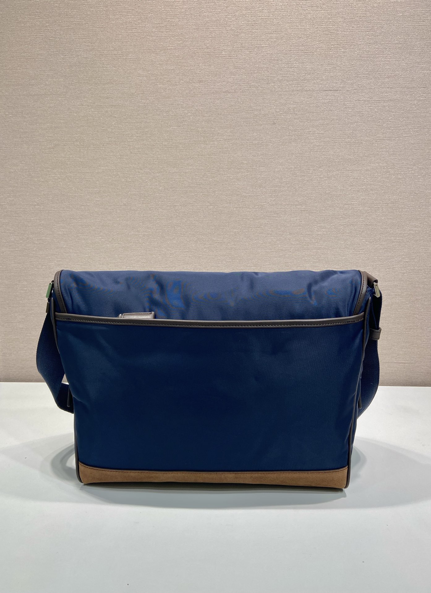 普拉达 PRADA Re-Nylon  复古三角形 邮差包 单肩包 斜挎包 蓝色拼咖啡色 F0 2VD052_384_F0C1B