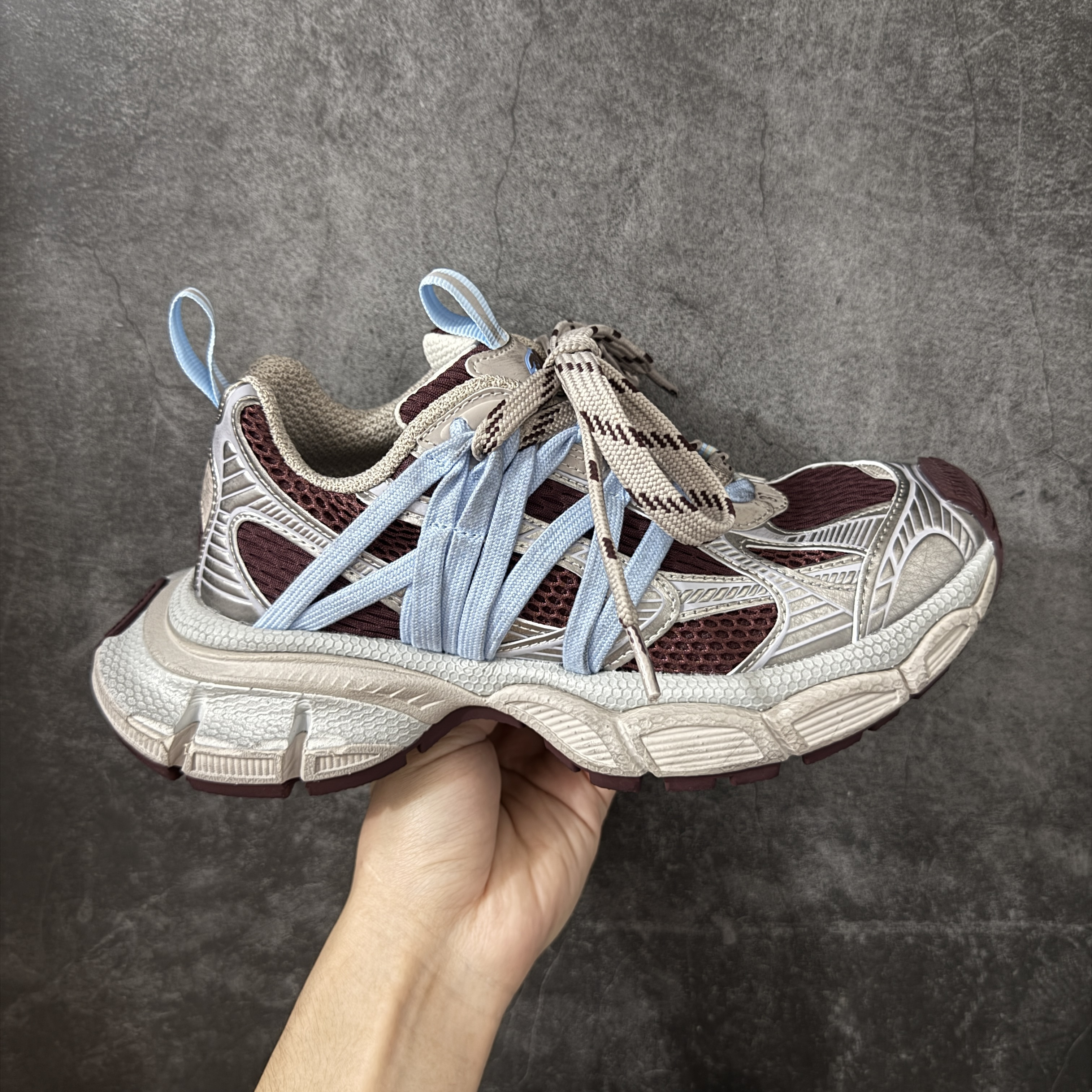 Balenciaga 巴黎世家 3XL 綁帶 网布 系带 做旧 低筒 老爹鞋 运动 复古板鞋 休闲鞋 男鞋 女鞋  红棕色 863643W3XTL2940