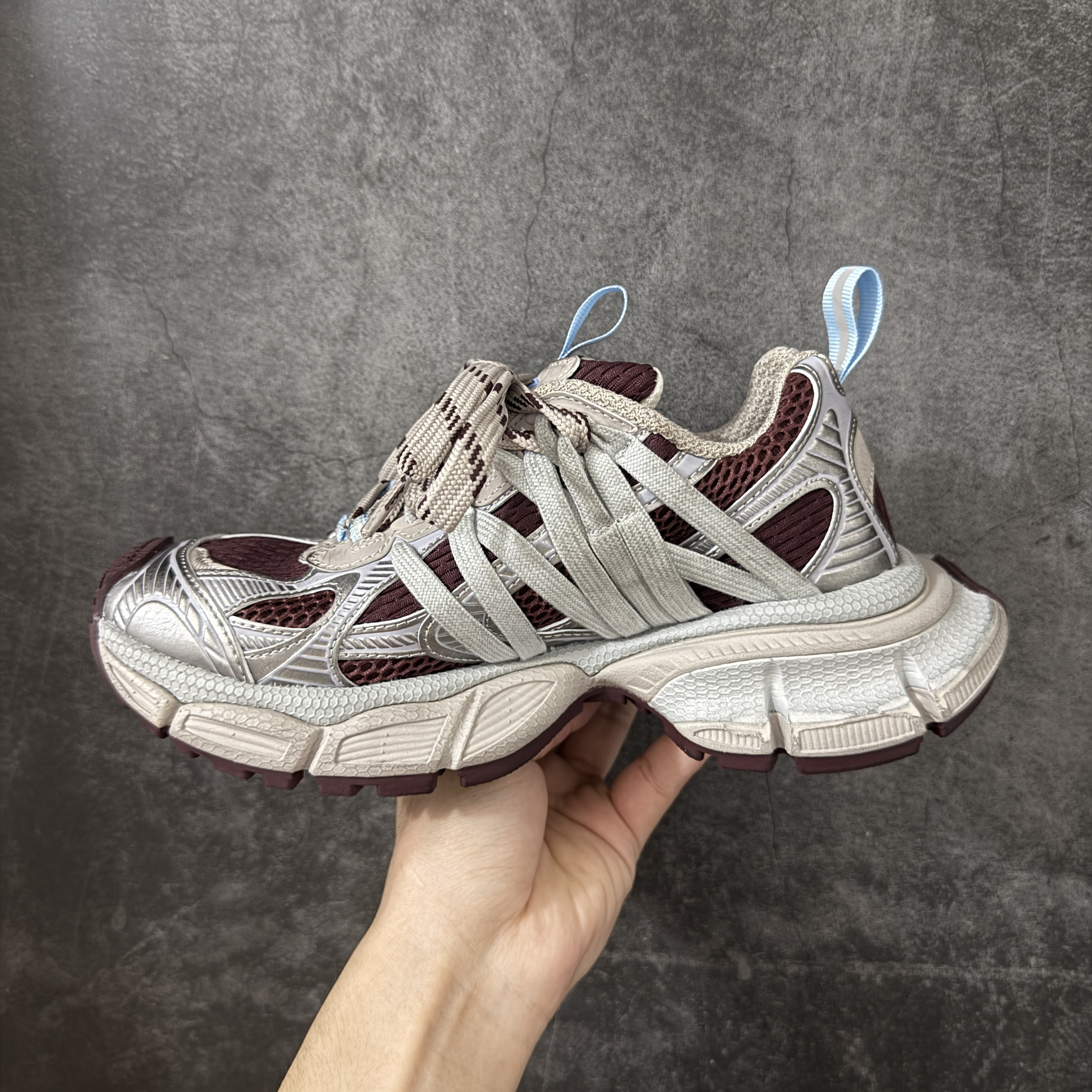 Balenciaga 巴黎世家 3XL 綁帶 网布 系带 做旧 低筒 老爹鞋 运动 复古板鞋 休闲鞋 男鞋 女鞋  红棕色 863643W3XTL2940