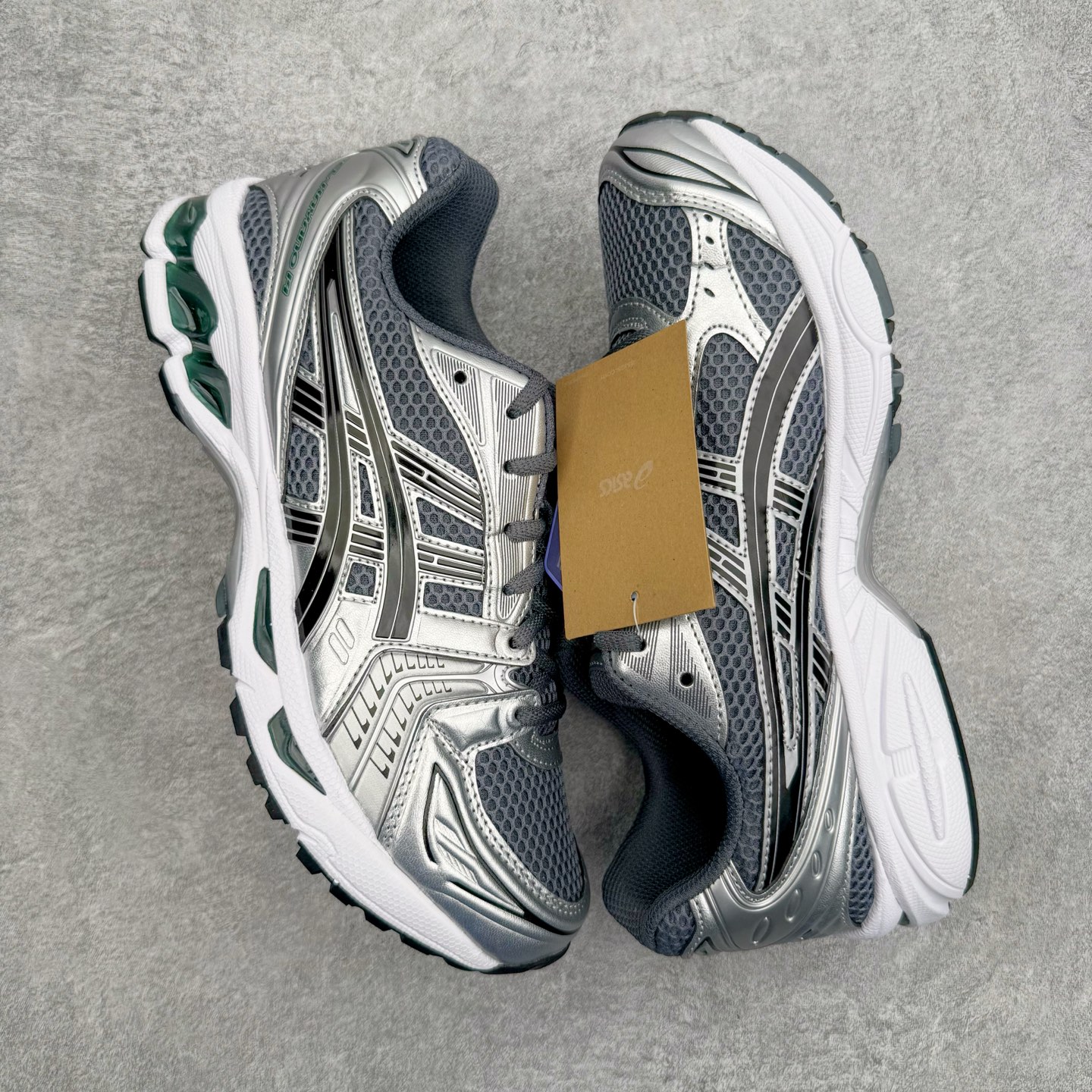 新版ASICS GEL-KAYANO K14 亚瑟士  低筒 减震 户外 运动鞋 跑步鞋  休闲鞋 板鞋 男女同款  银绿色 1203A537-020