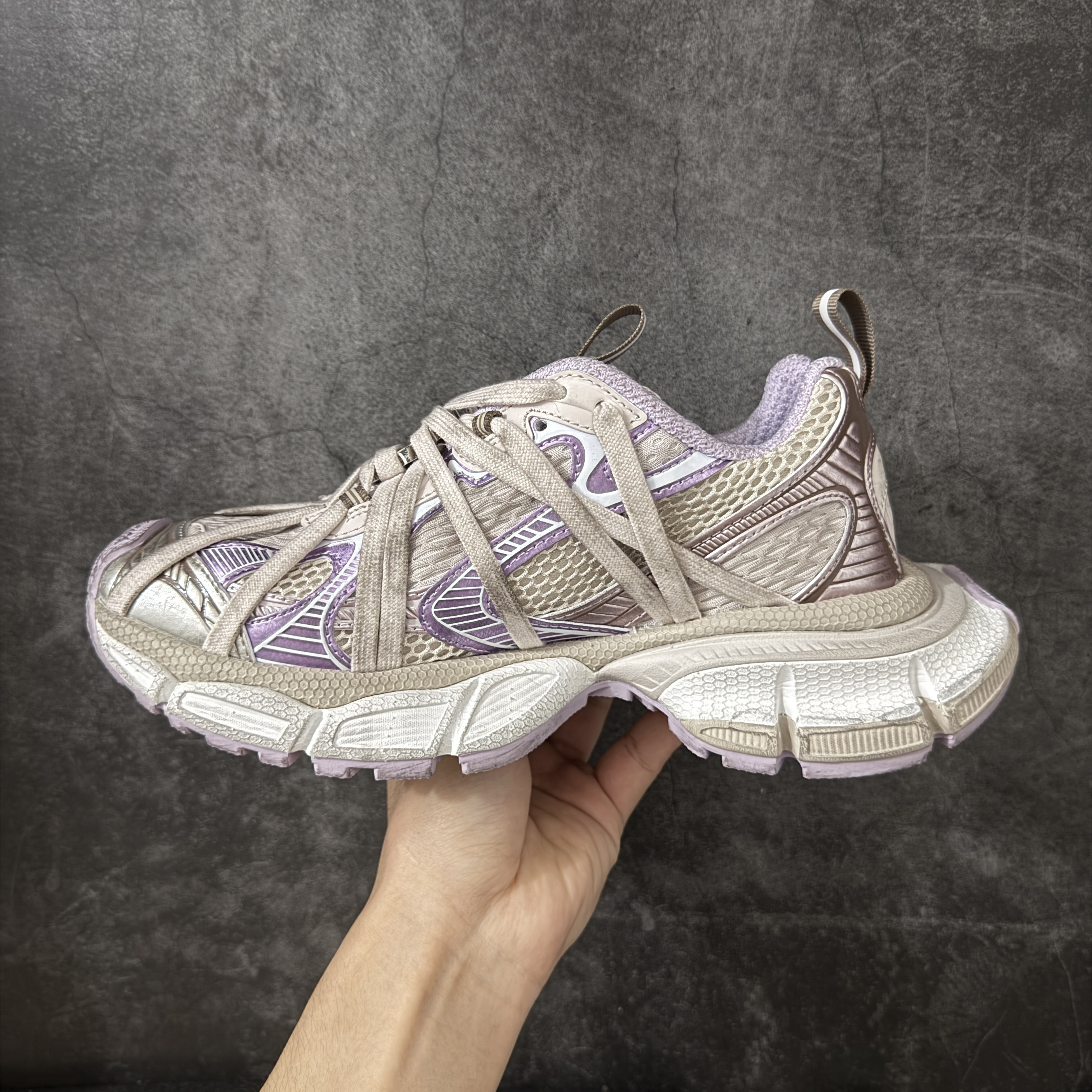 Balenciaga 巴黎世家 3XL 綁帶 网布 系带 做旧 低筒 老爹鞋 运动 复古板鞋 休闲鞋 男鞋 女鞋  熏衣紫