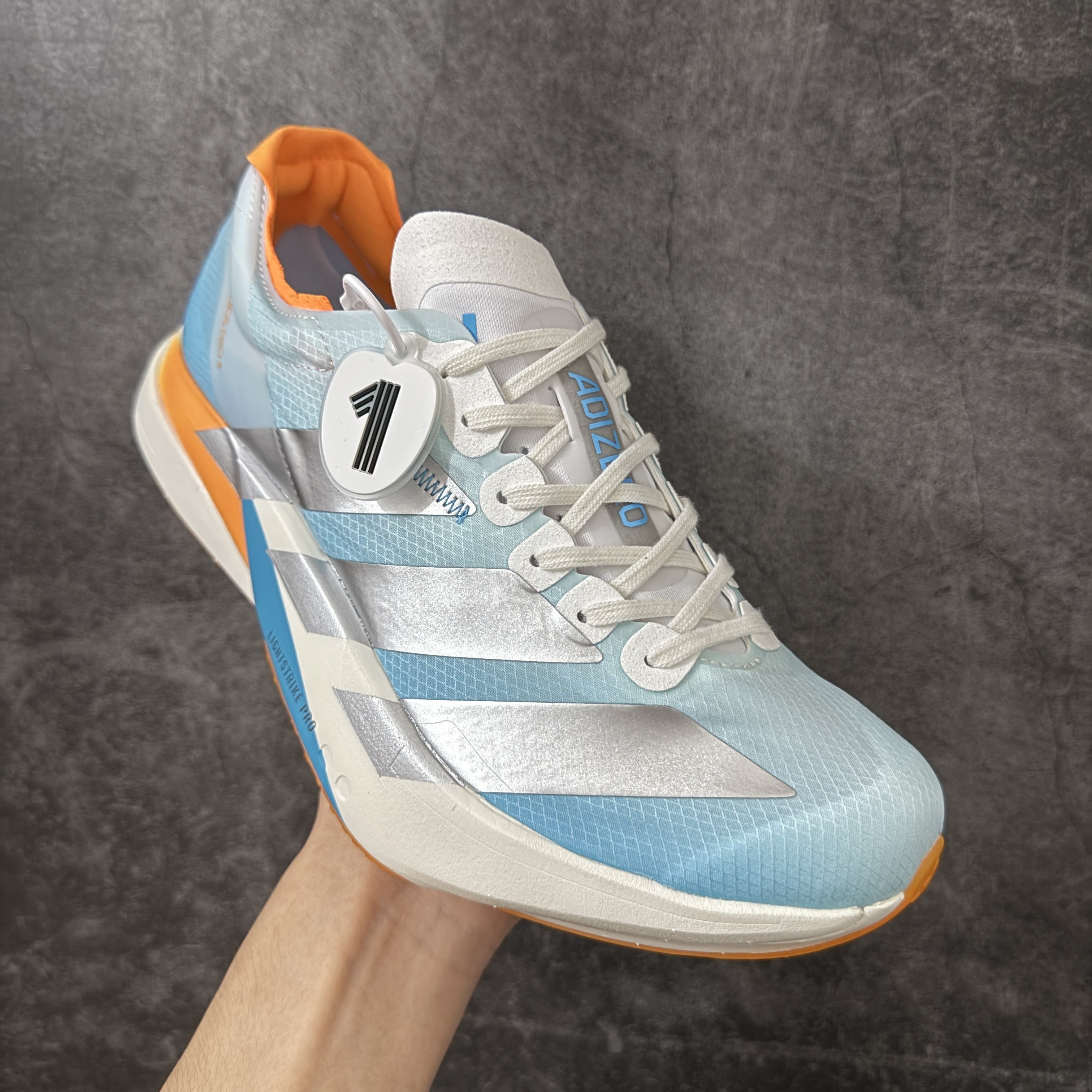 Adizero Adios Pro 4  低筒 舒适百搭 防滑耐磨 马拉松 训练竞速 跑步鞋 女款 男款 波鞋 冰蓝橙 KH6360