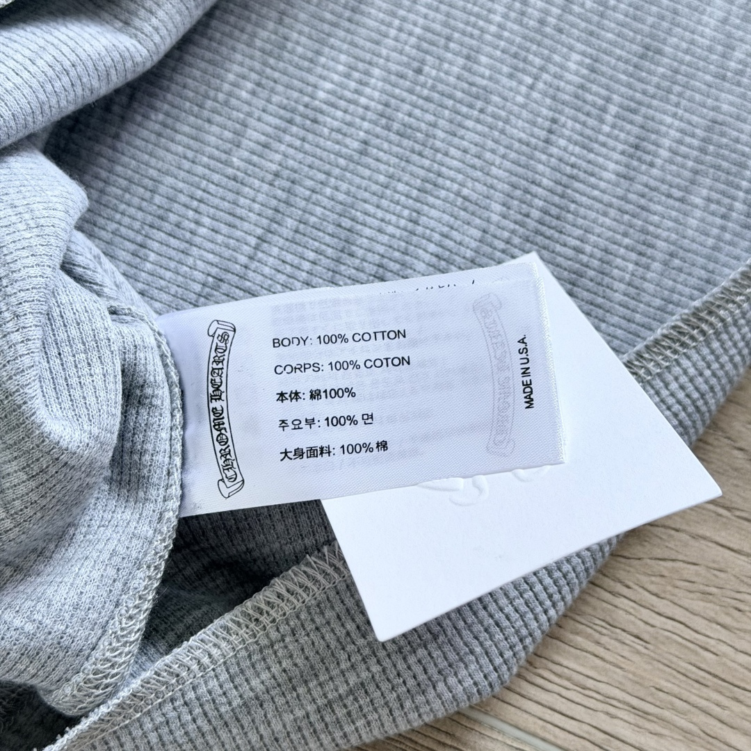 Chrome Hearts 克罗心 CH  华夫格 宝剑藤蔓 长袖 黑色 灰色 白色 