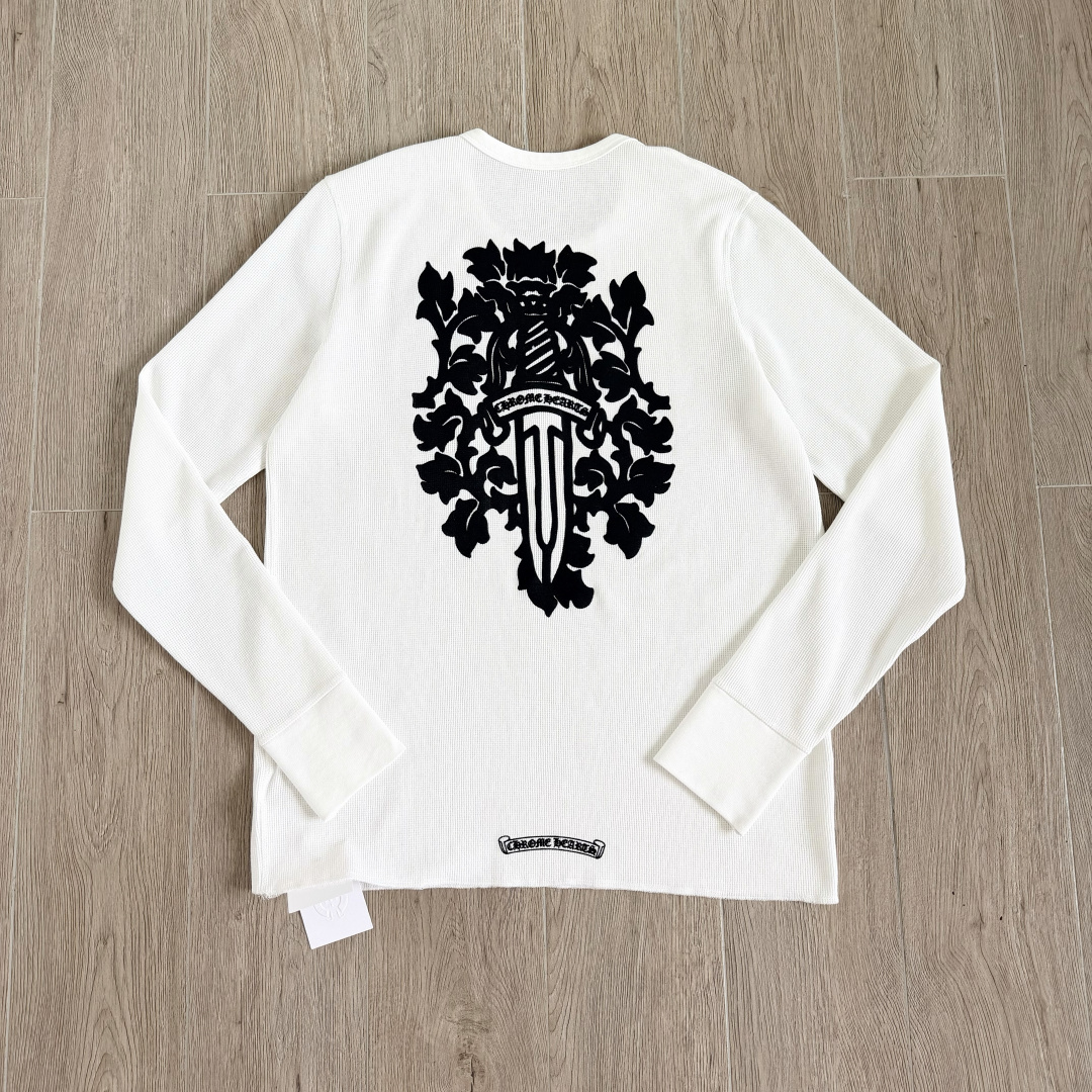 Chrome Hearts 克罗心 CH  华夫格 宝剑藤蔓 长袖 黑色 灰色 白色 