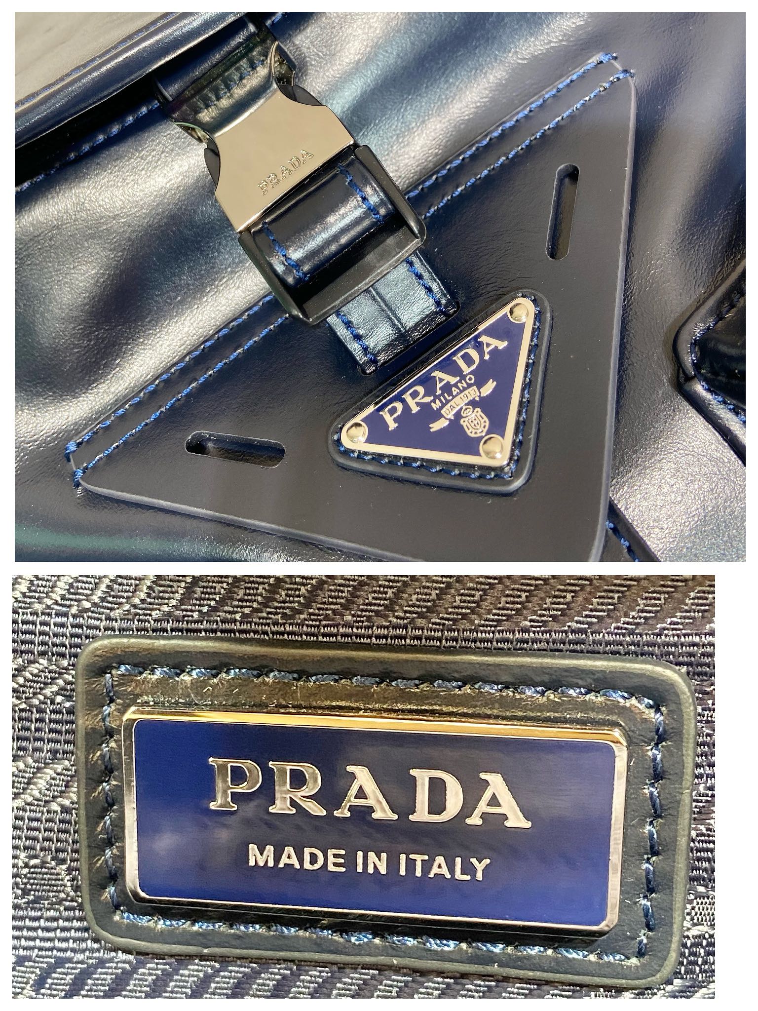 普拉达 PRADA Re-Nylon  单肩包  蓝色 油蜡皮  J0 2VD062 