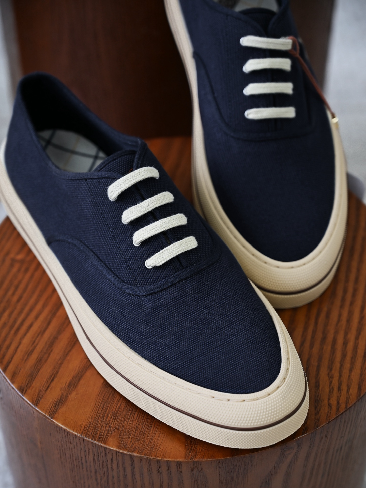 Loro Piana Nantucket Walk Sneakers Blue Knit Leather  Mens Shoes LP2607