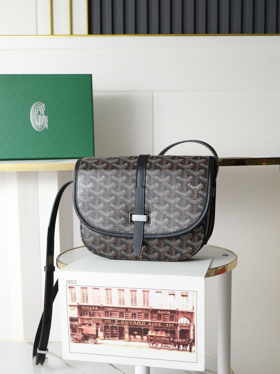 戈雅 邮差 Goyard Belvedere Small Messenger Bag — Unisex canvas and leather flap bag H0 BELVE2PMLTY