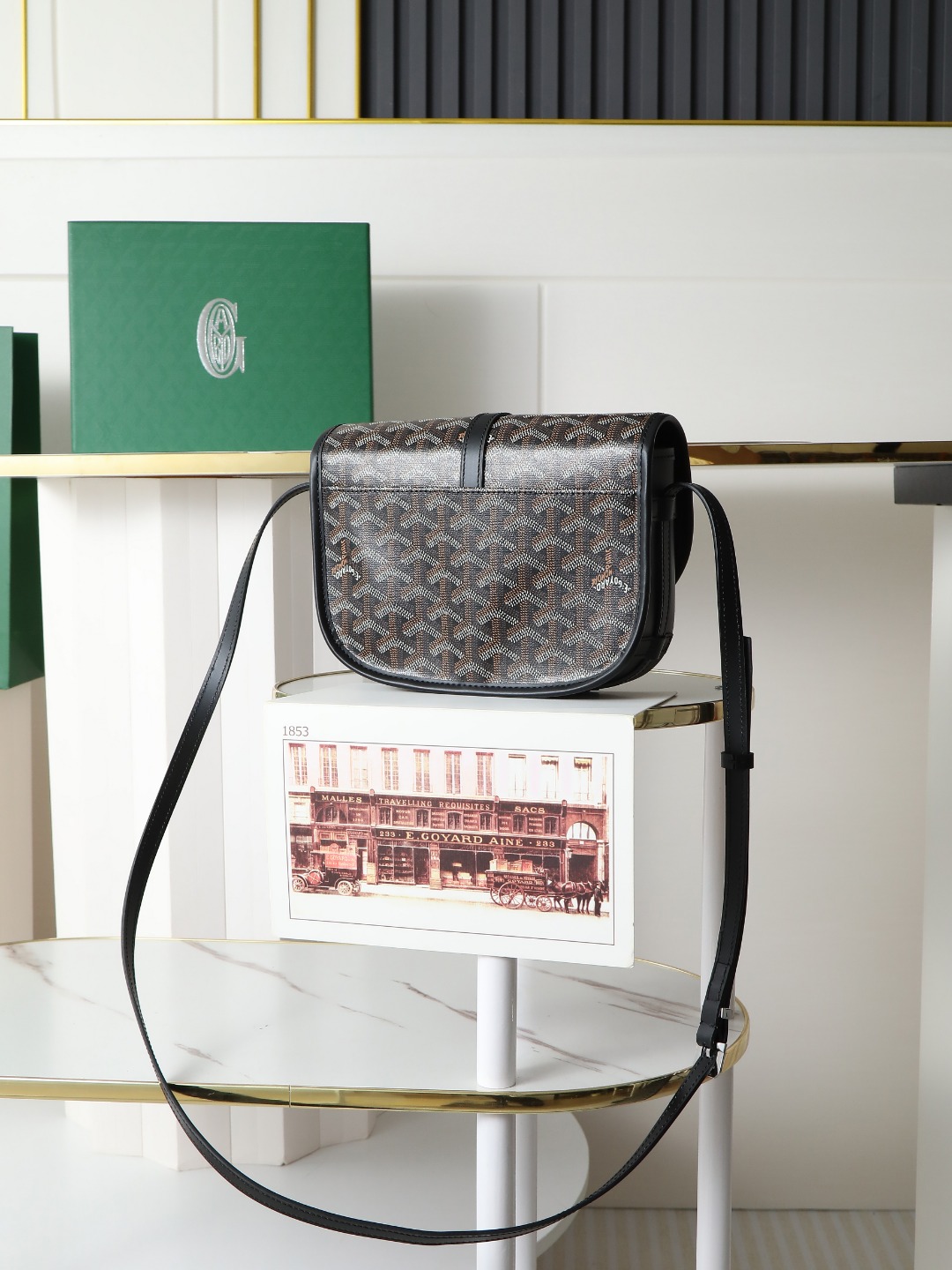 戈雅 邮差 Goyard Belvedere Small Messenger Bag — Unisex canvas and leather flap bag H0 BELVE2PMLTY
