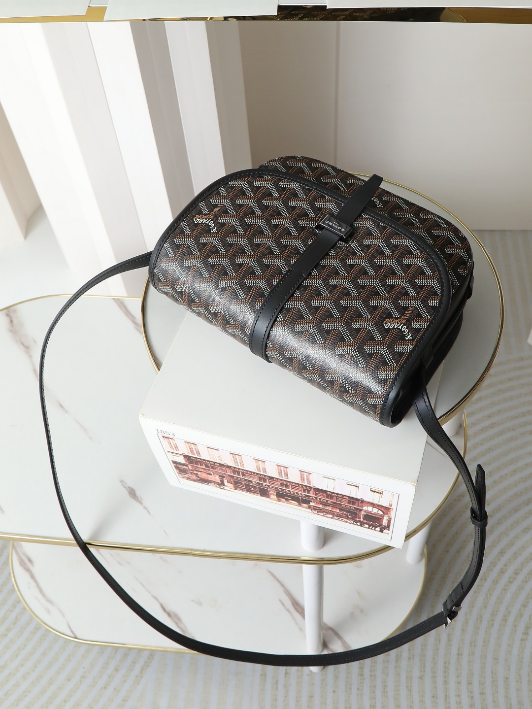 戈雅 邮差 Goyard Belvedere Small Messenger Bag — Unisex canvas and leather flap bag H0 BELVE2PMLTY