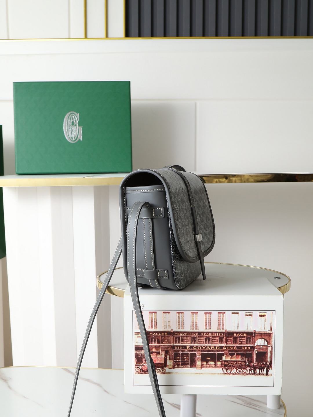 戈雅 邮差 Goyard Belvedere Small Messenger Bag — Unisex canvas and leather flap bag H0 BELVE2PMLTY