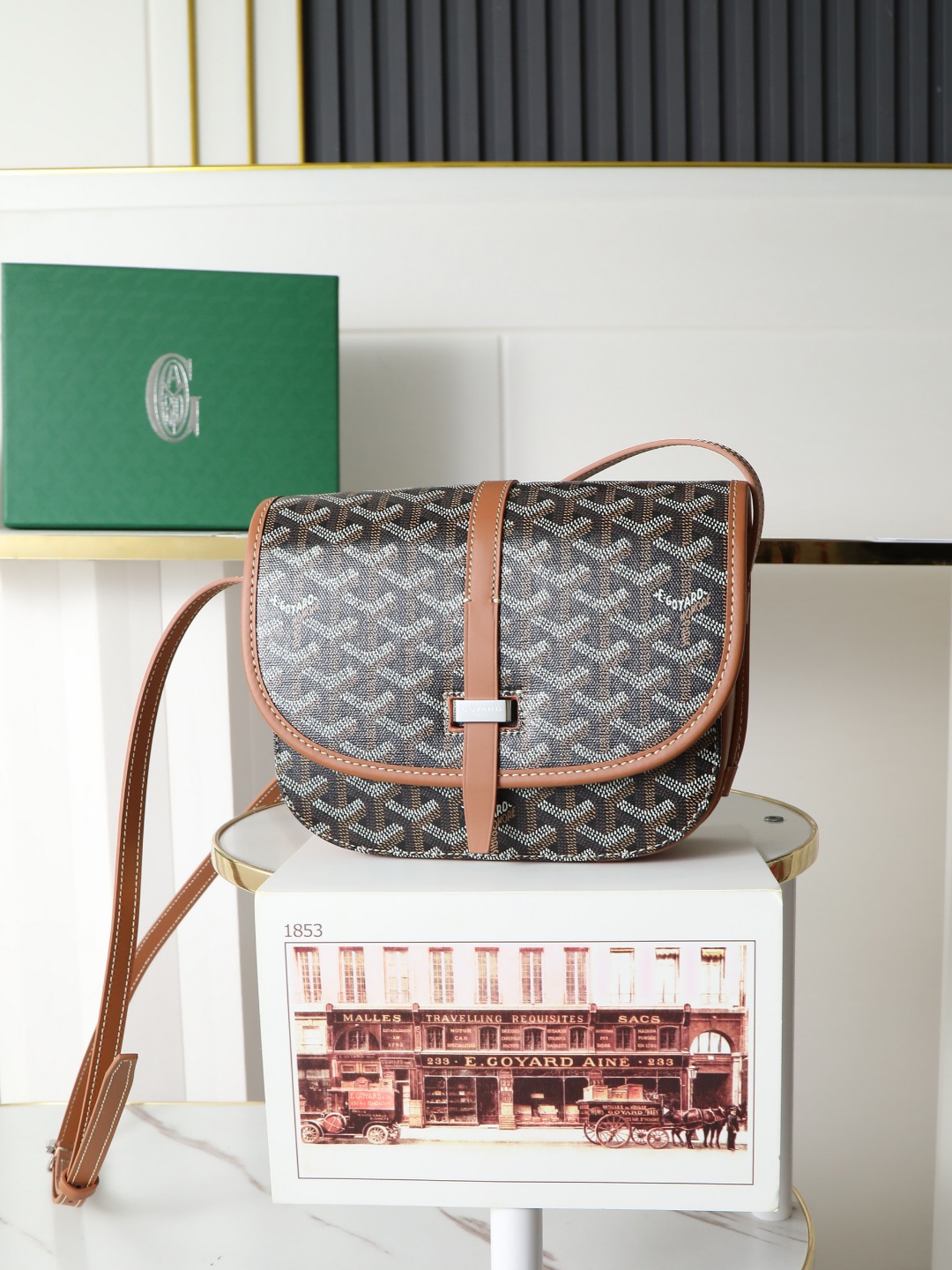 戈雅 邮差 Goyard Belvedere Small Messenger Bag — Unisex canvas and leather flap bag H0 BELVE2PMLTY