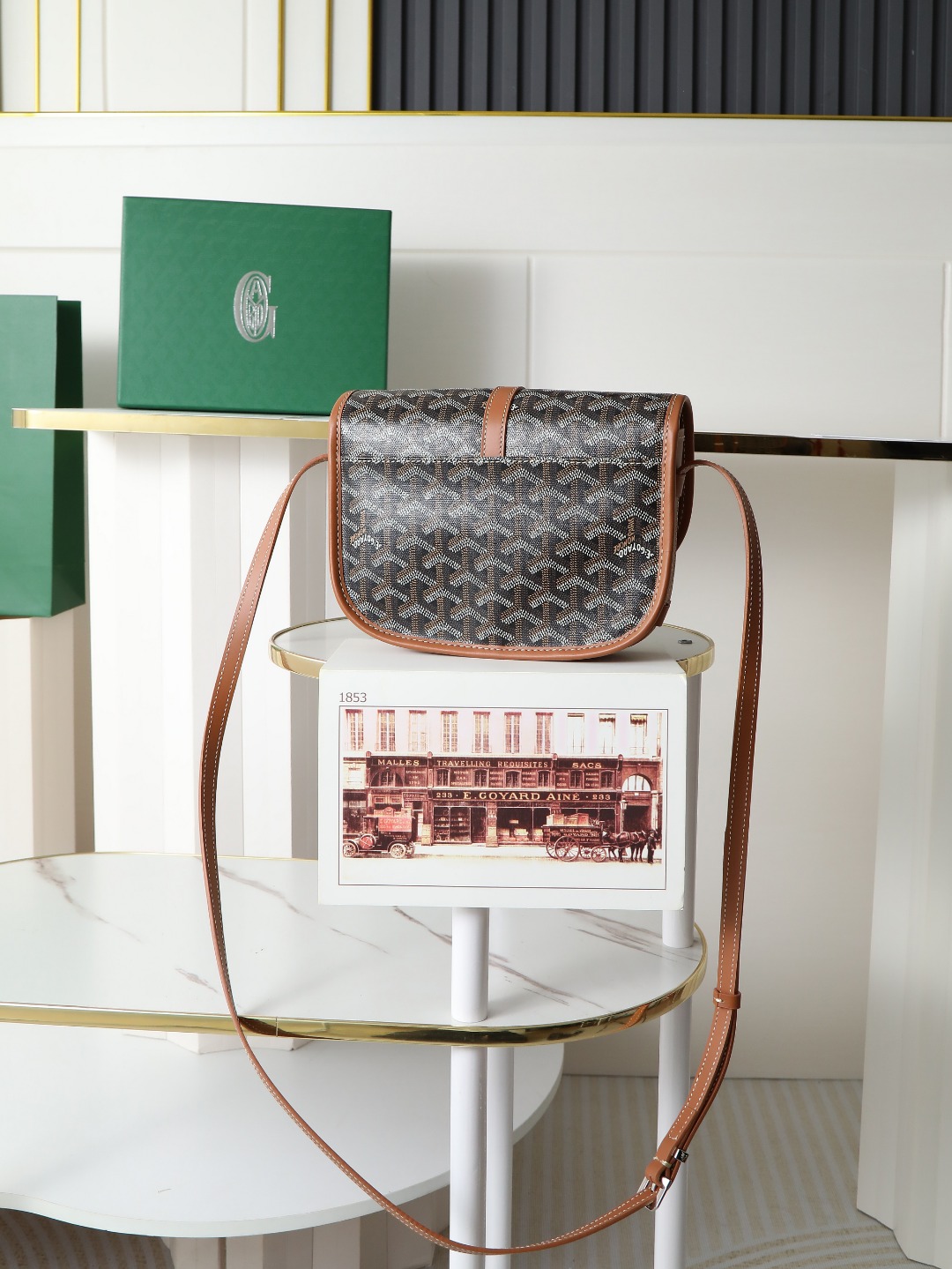 戈雅 邮差 Goyard Belvedere Small Messenger Bag — Unisex canvas and leather flap bag H0 BELVE2PMLTY