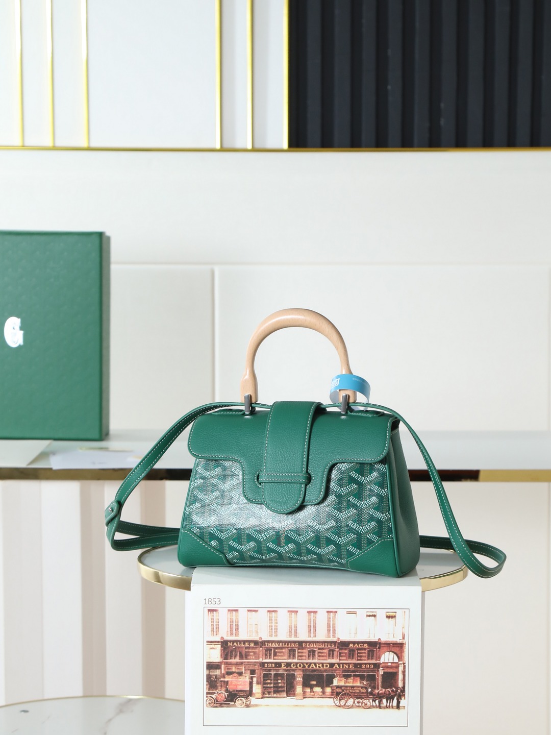 戈雅 手提 Goyard Saigon Handbag – Leather, Beechwood, and Canvas with Calfskin Trim H0 SAIGONMINTY