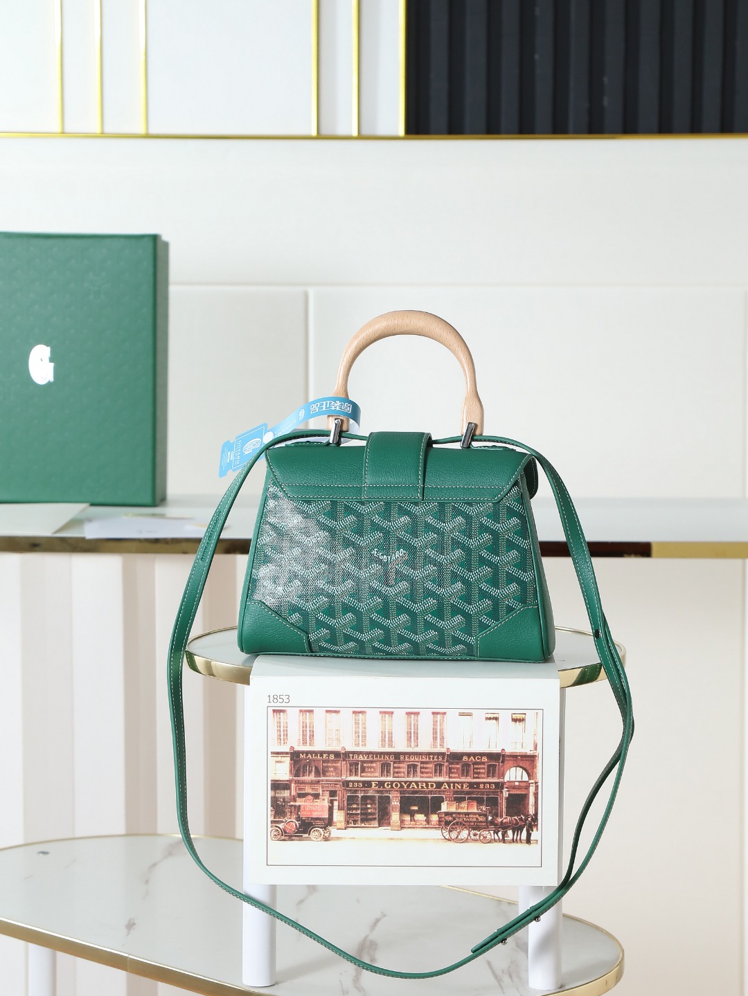 戈雅 手提 Goyard Saigon Handbag – Leather, Beechwood, and Canvas with Calfskin Trim H0 SAIGONMINTY