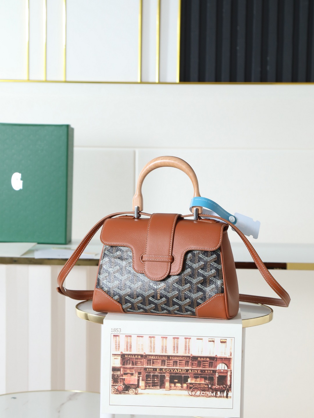戈雅 手提 Goyard Saigon Handbag – Leather, Beechwood, and Canvas with Calfskin Trim H0 SAIGONMINTY