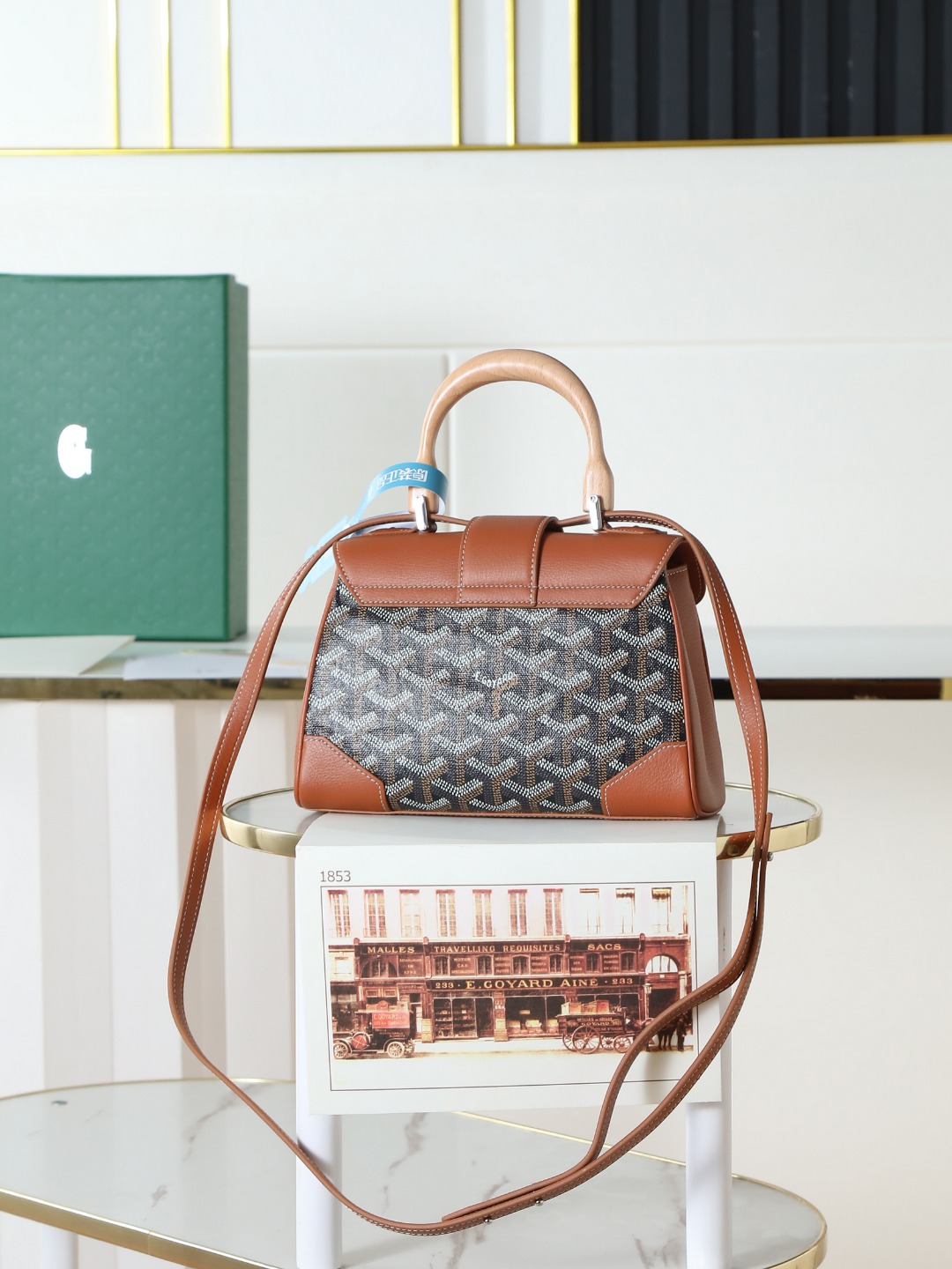 戈雅 手提 Goyard Saigon Handbag – Leather, Beechwood, and Canvas with Calfskin Trim H0 SAIGONMINTY