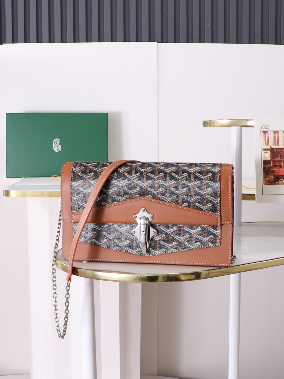 GOYARD Duchess Marie-Caroline Shoulder/Crossbody Bag in Canvas and Cervon Calfskin H0 DUCHESPMLTY-01CL03P