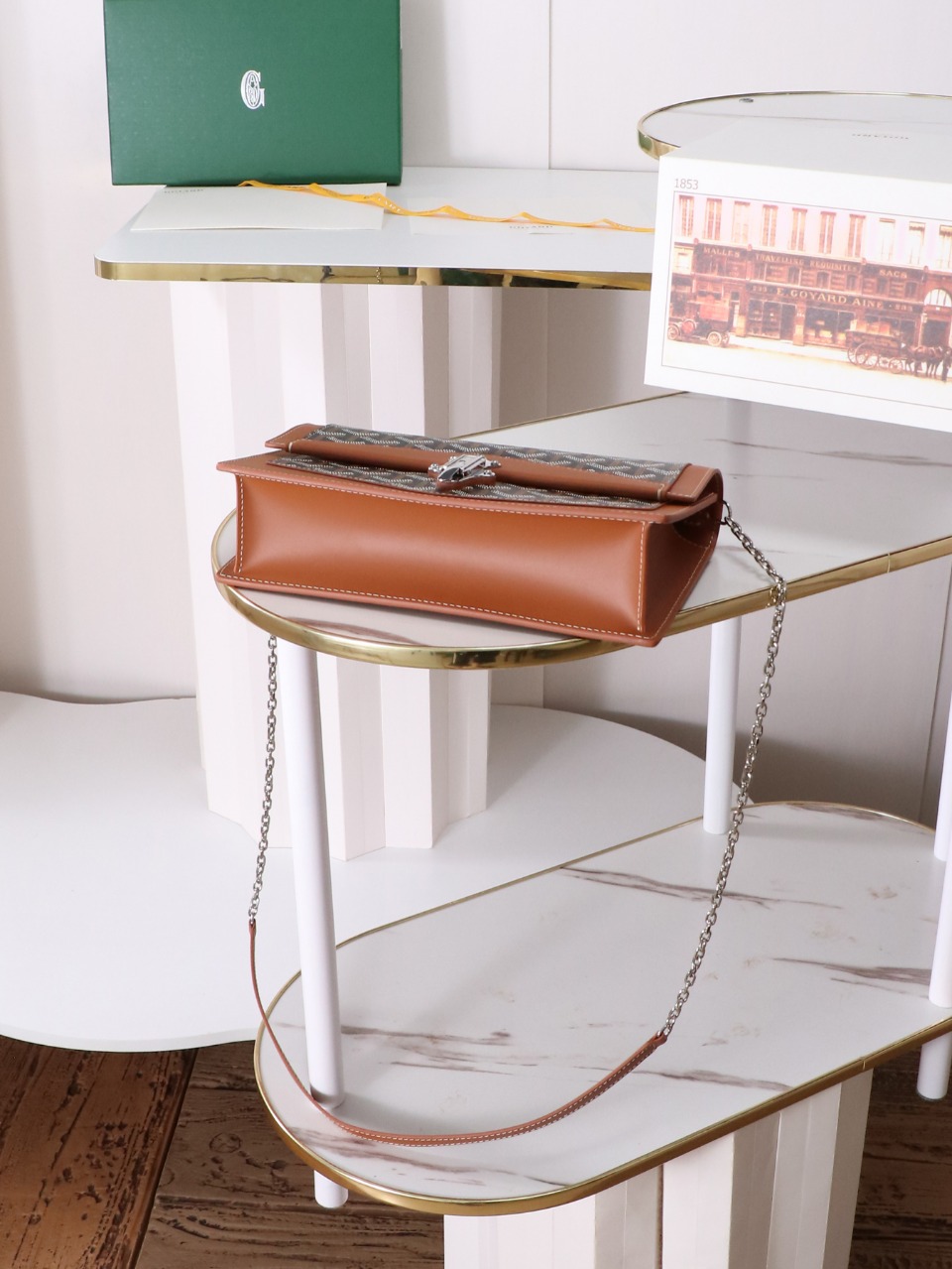 GOYARD Duchess Marie-Caroline Shoulder/Crossbody Bag in Canvas and Cervon Calfskin H0 DUCHESPMLTY-01CL03P