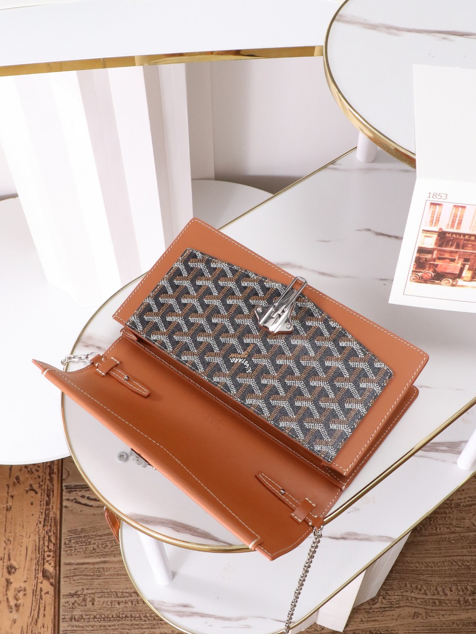 GOYARD Duchess Marie-Caroline Shoulder/Crossbody Bag in Canvas and Cervon Calfskin H0 DUCHESPMLTY-01CL03P