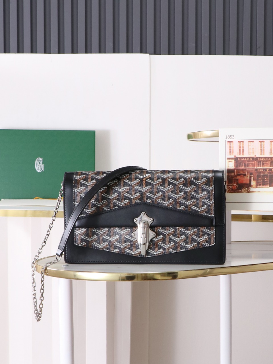 戈雅 GOYARD Duchess Marie-Caroline Shoulder/Crossbody Bag in Canvas and Cervon Calfskin H0 DUCHESPMLTY-01CL01P