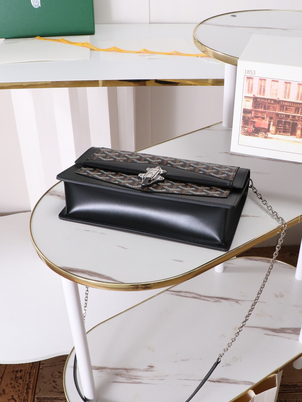 戈雅 GOYARD Duchess Marie-Caroline Shoulder/Crossbody Bag in Canvas and Cervon Calfskin H0 DUCHESPMLTY-01CL01P