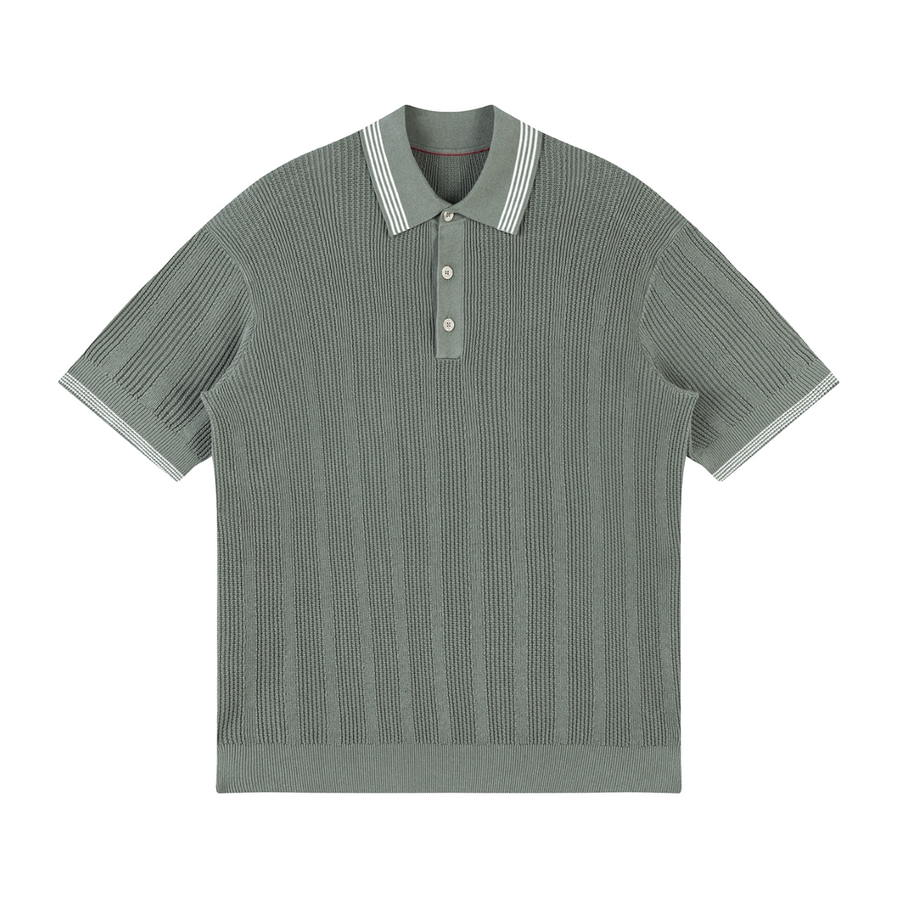 Brunello Cucinelli BC  棉质纹理罗纹针织 纯色Polo衫 男款 262M29204205P
