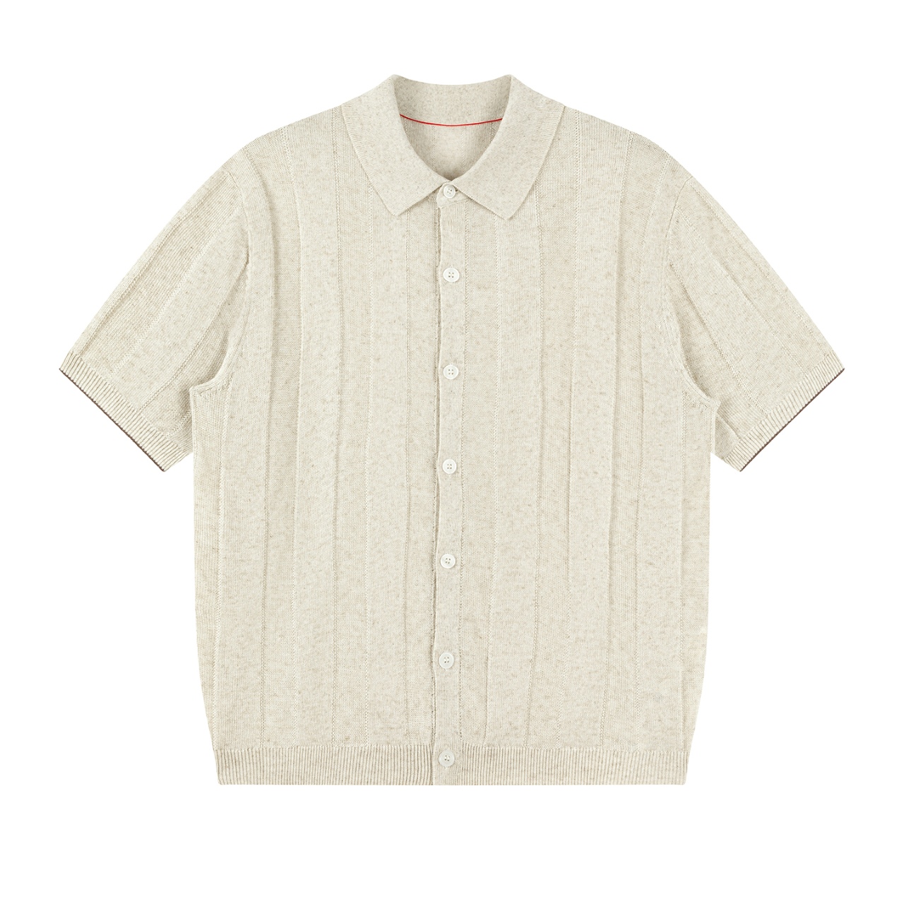 Brunello Cucinelli Men's Solid-Color Knit Polo Shirt (Linen-Cotton Blend, Single-Breasted)