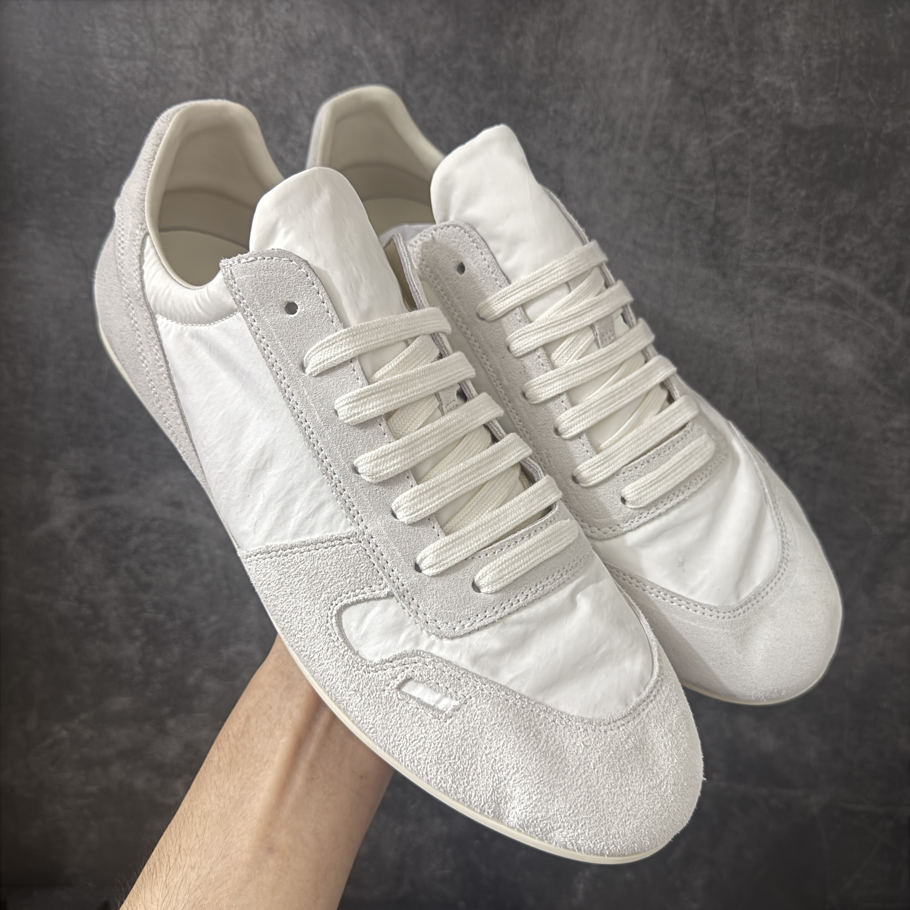 RICK OWENS RO MINIMAL  圆头 板鞋 休闲鞋 波鞋 男鞋  帆布  低筒   灰色 RU01F2889NDOLV-X1111